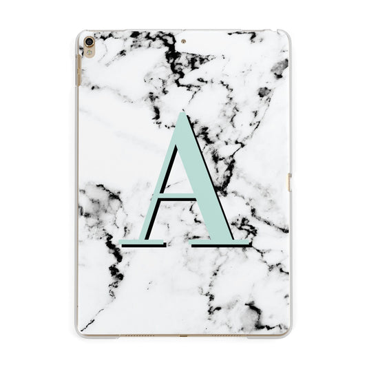 Personalised Mint Single Initial Marble Apple iPad Gold Case