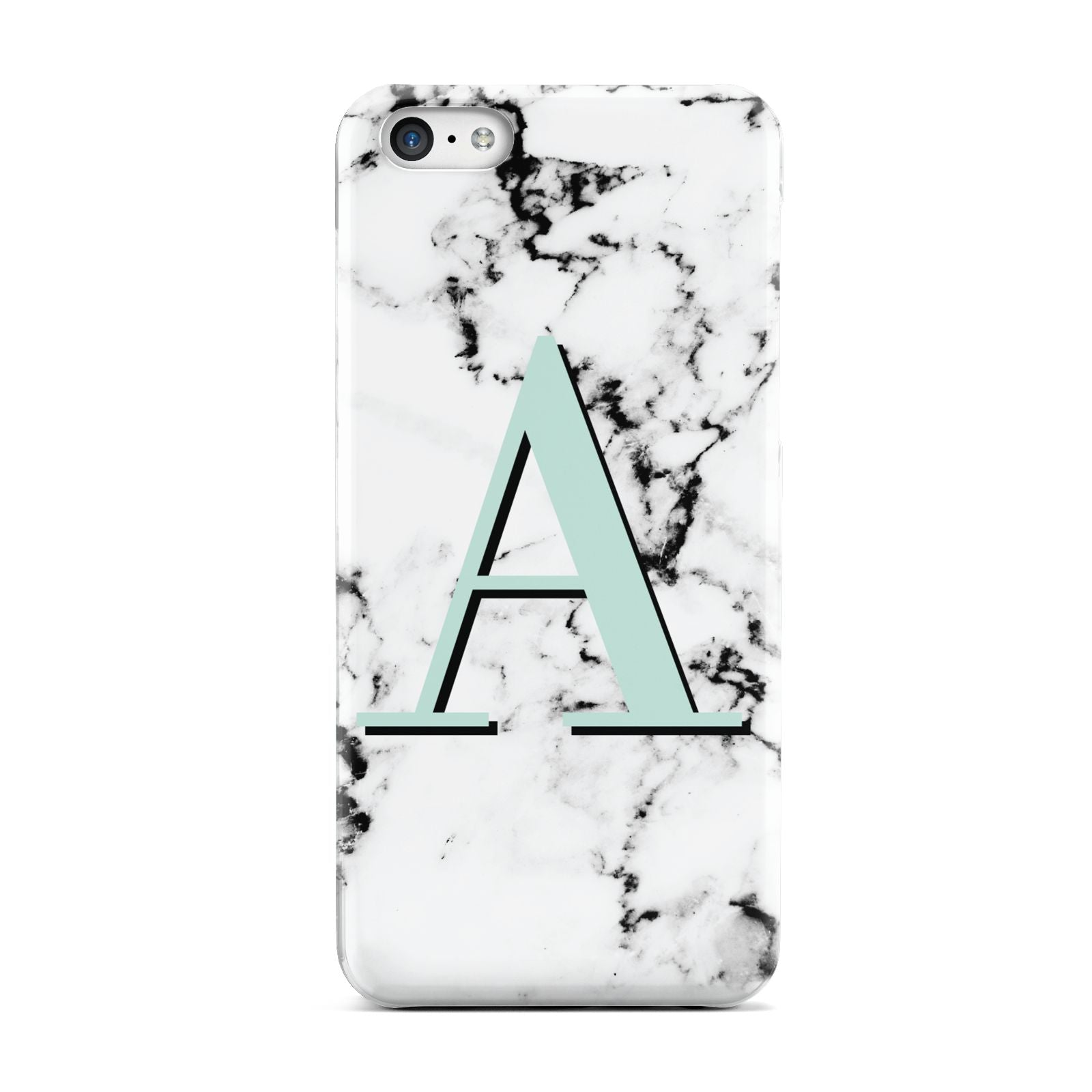 Personalised Mint Single Initial Marble Apple iPhone 5c Case
