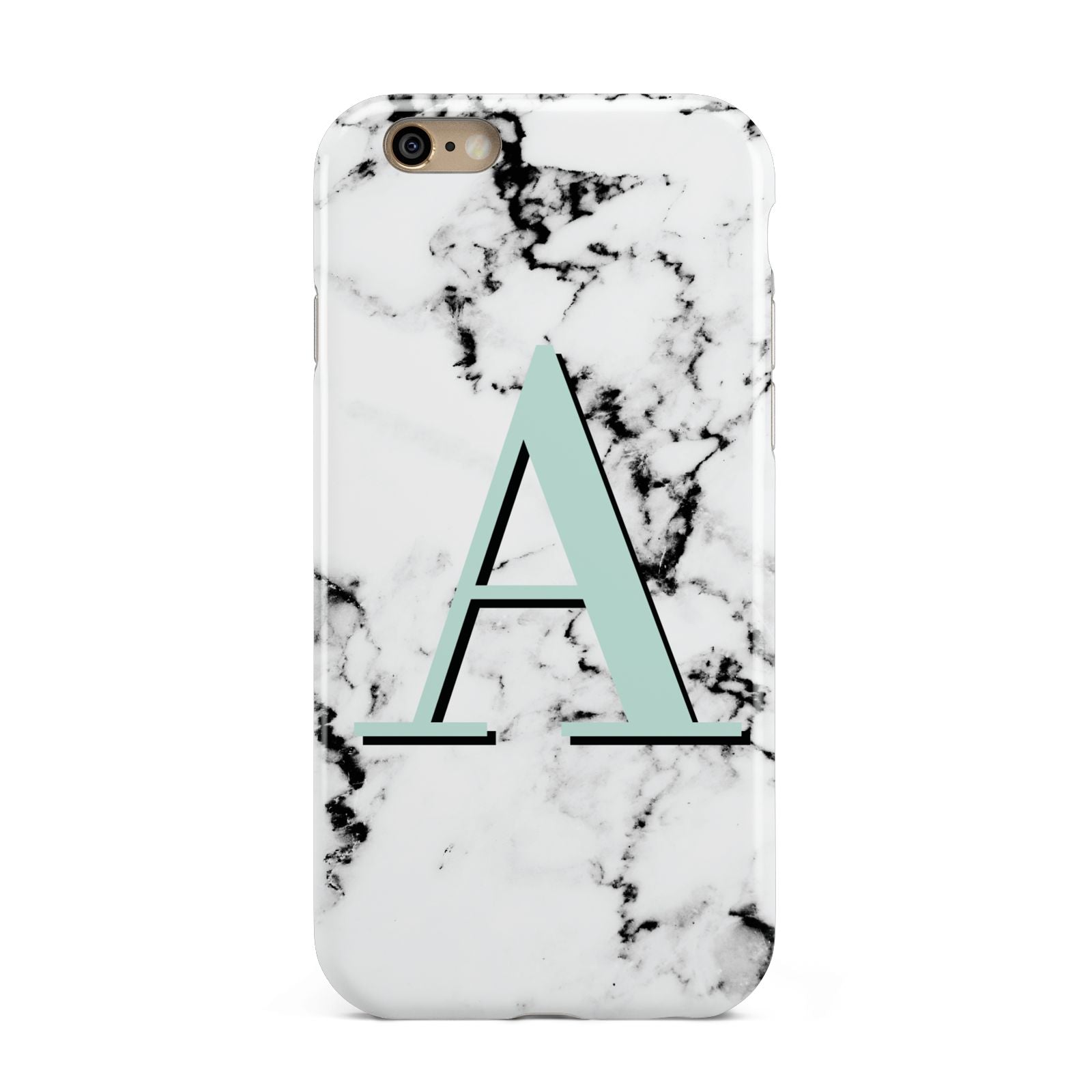 Personalised Mint Single Initial Marble Apple iPhone 6 3D Tough Case
