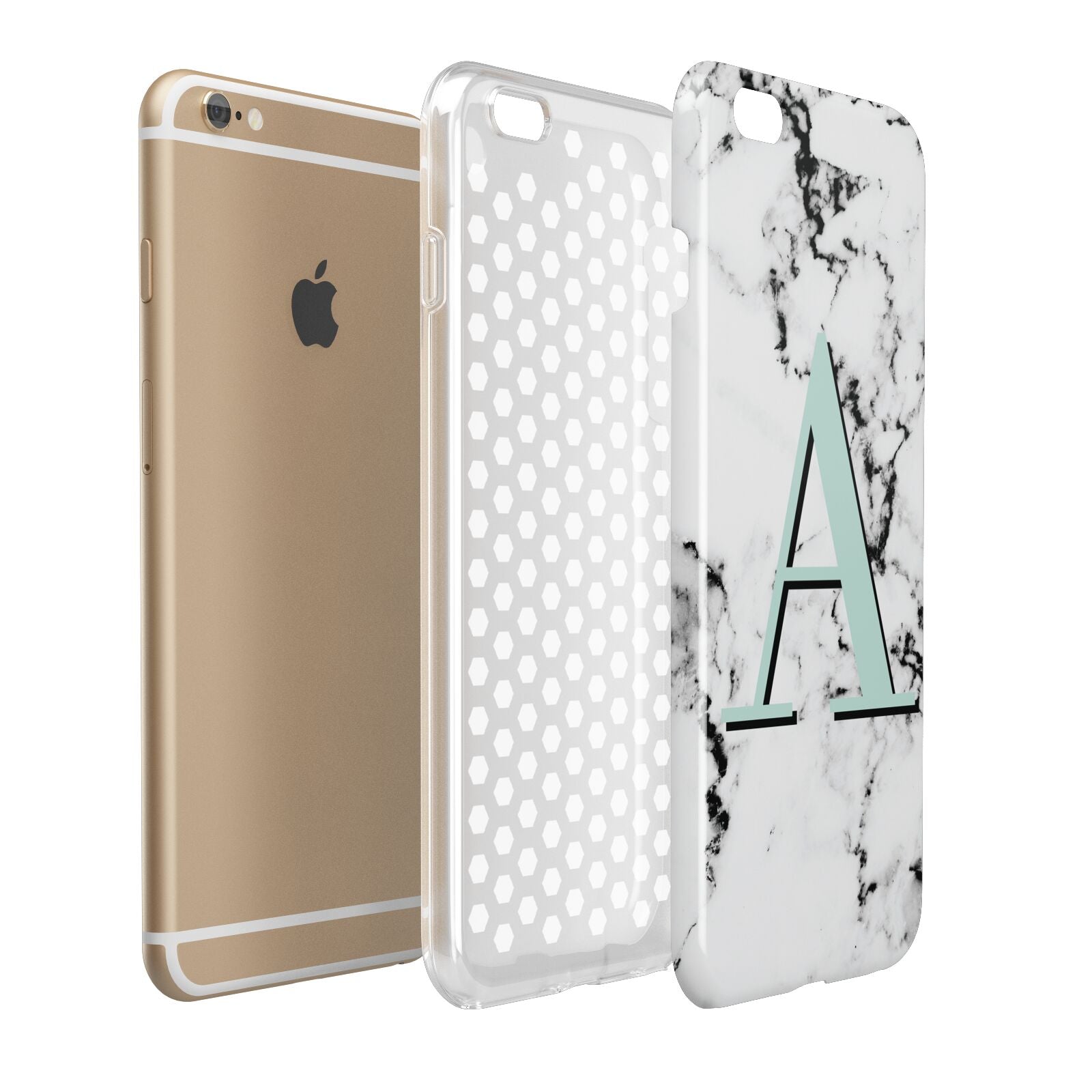 Personalised Mint Single Initial Marble Apple iPhone 6 Plus 3D Tough Case Expand Detail Image