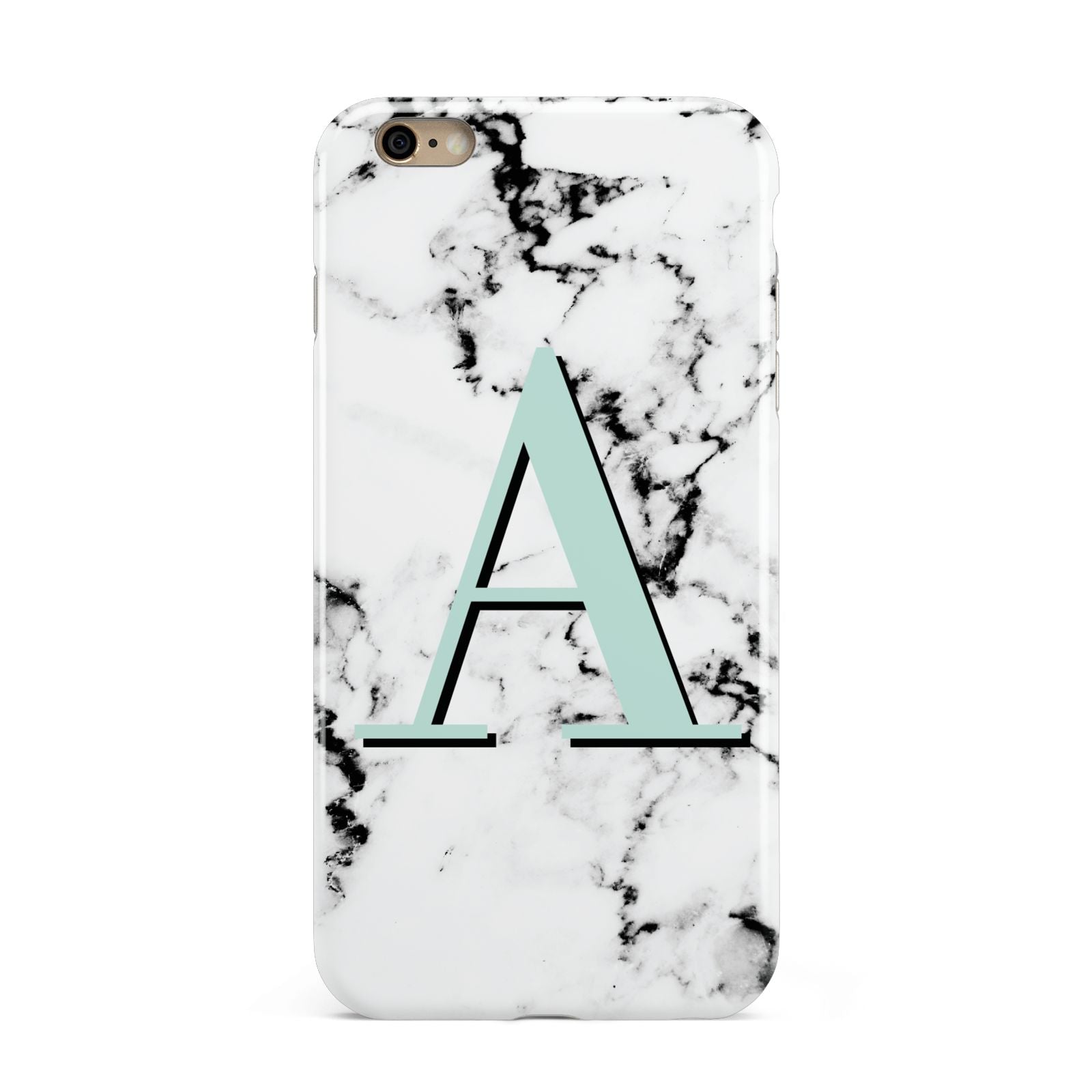 Personalised Mint Single Initial Marble Apple iPhone 6 Plus 3D Tough Case