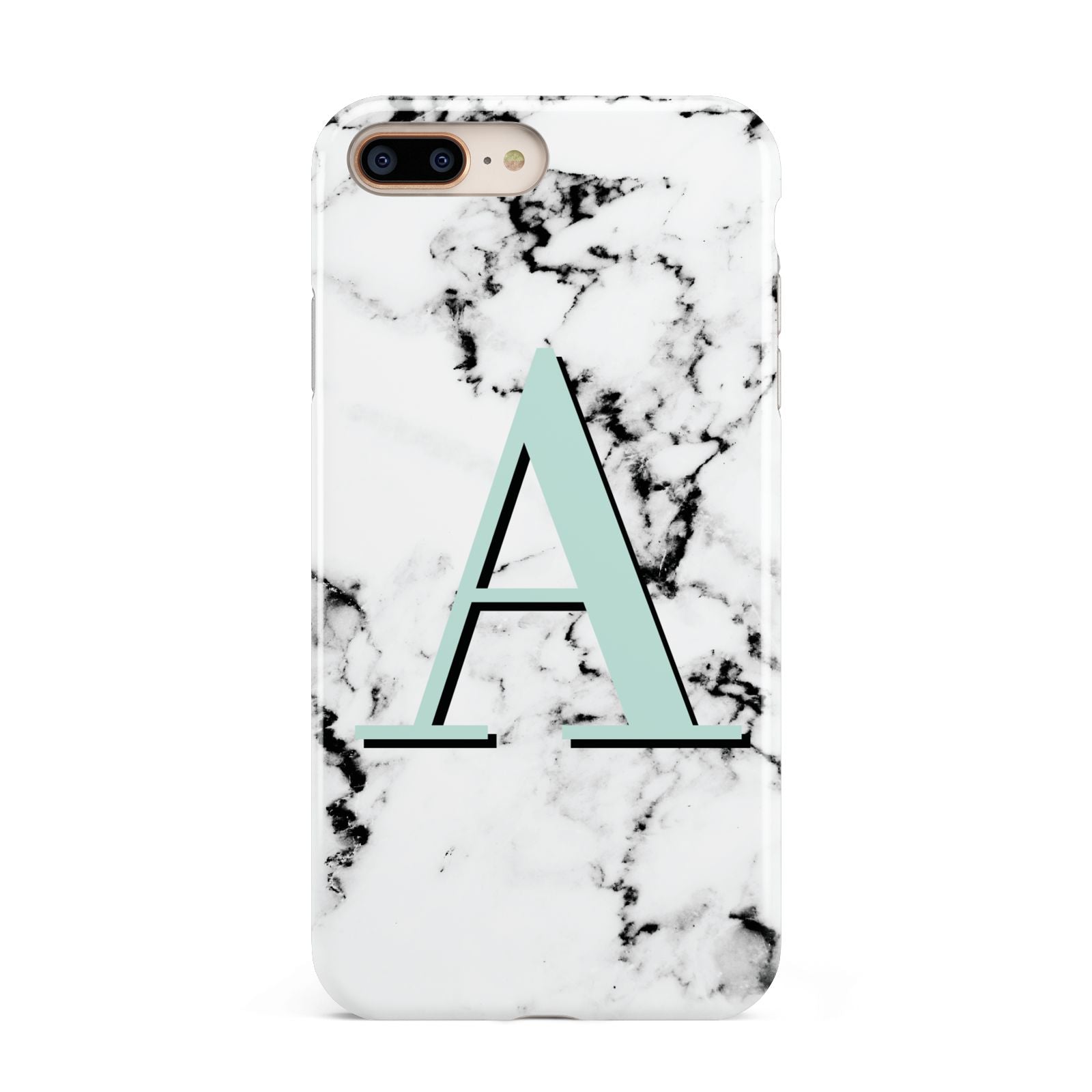 Personalised Mint Single Initial Marble Apple iPhone 7 8 Plus 3D Tough Case