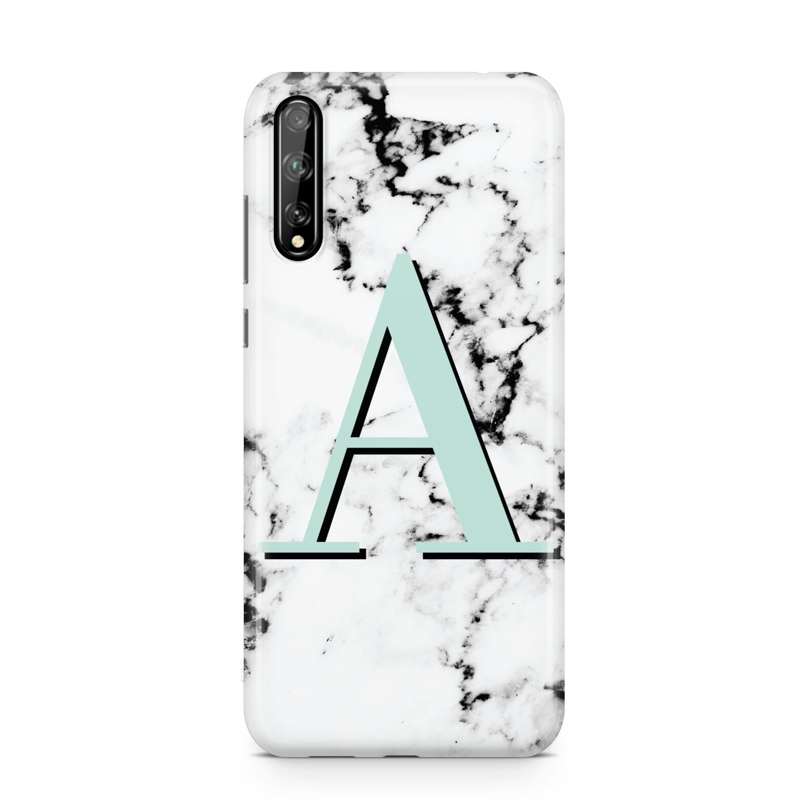 Personalised Mint Single Initial Marble Huawei Enjoy 10s Phone Case