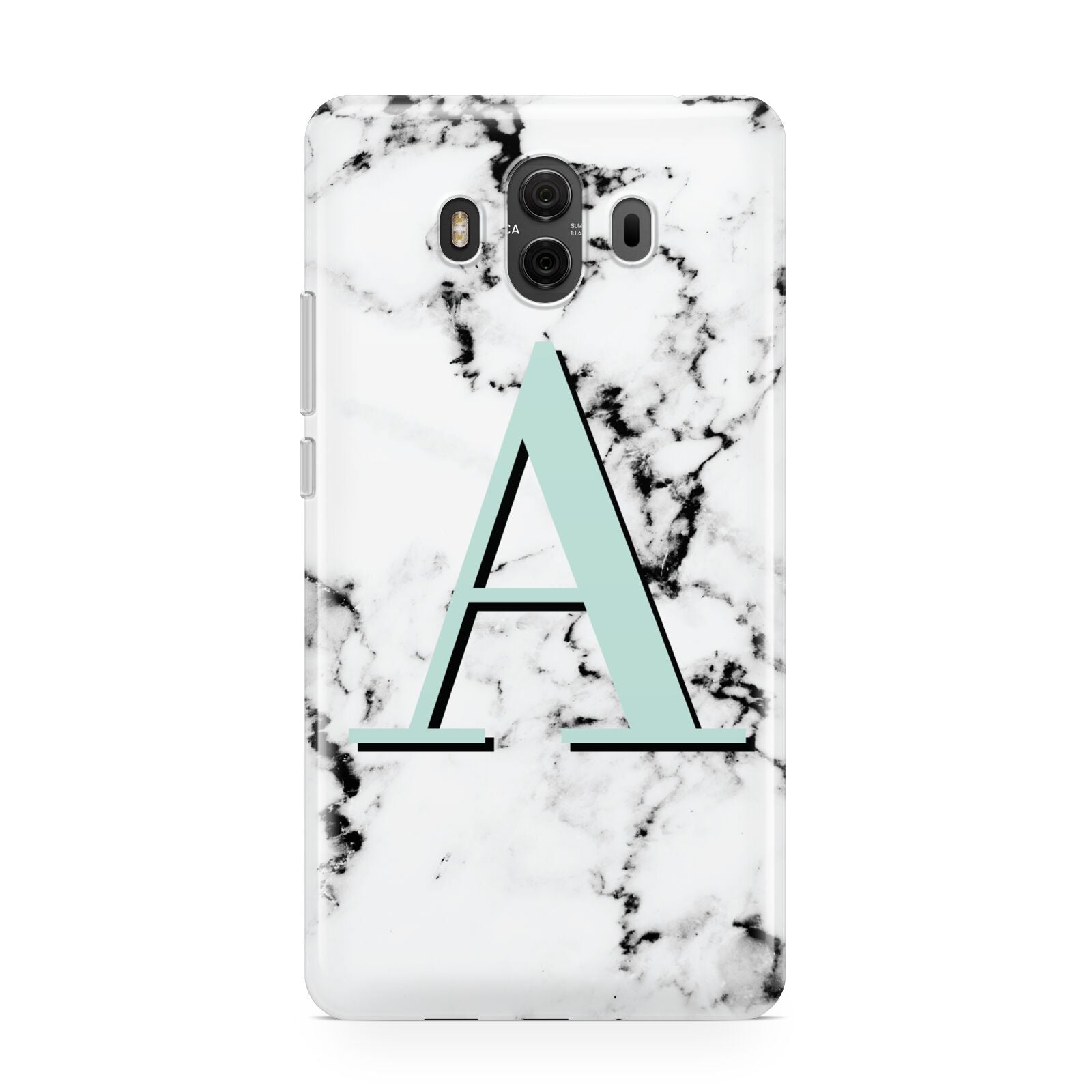 Personalised Mint Single Initial Marble Huawei Mate 10 Protective Phone Case