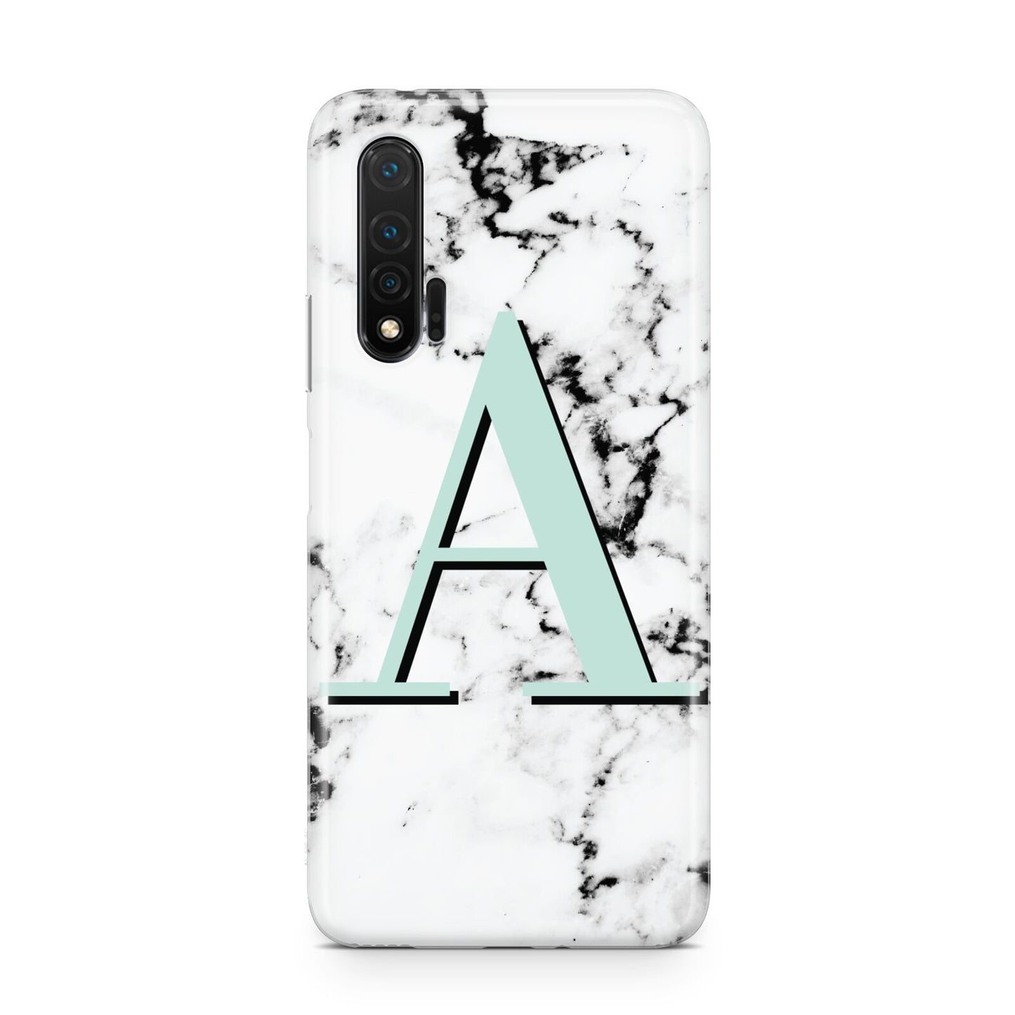 Personalised Mint Single Initial Marble Huawei Nova 6 Phone Case