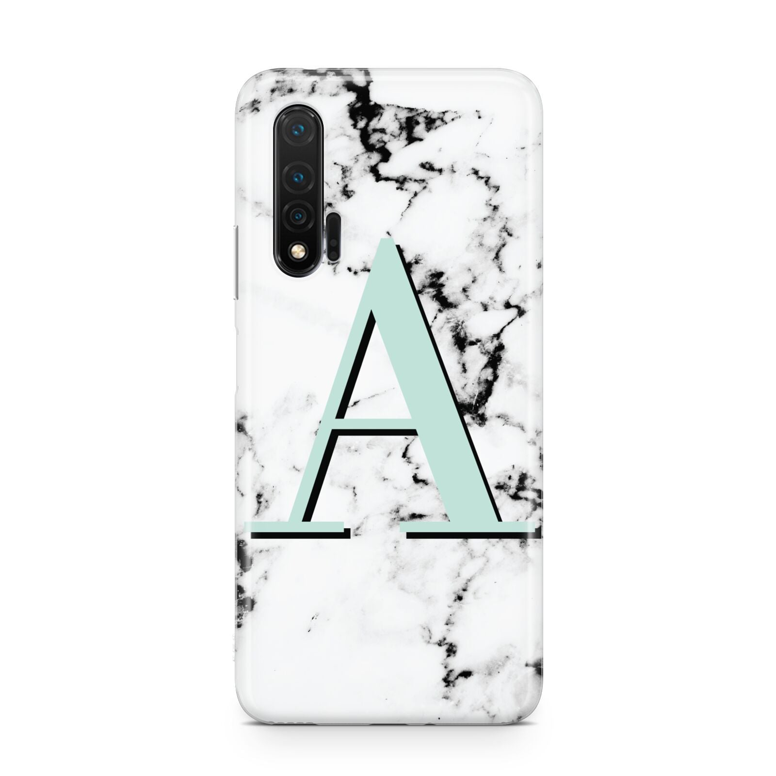 Personalised Mint Single Initial Marble Huawei Nova 6 Phone Case