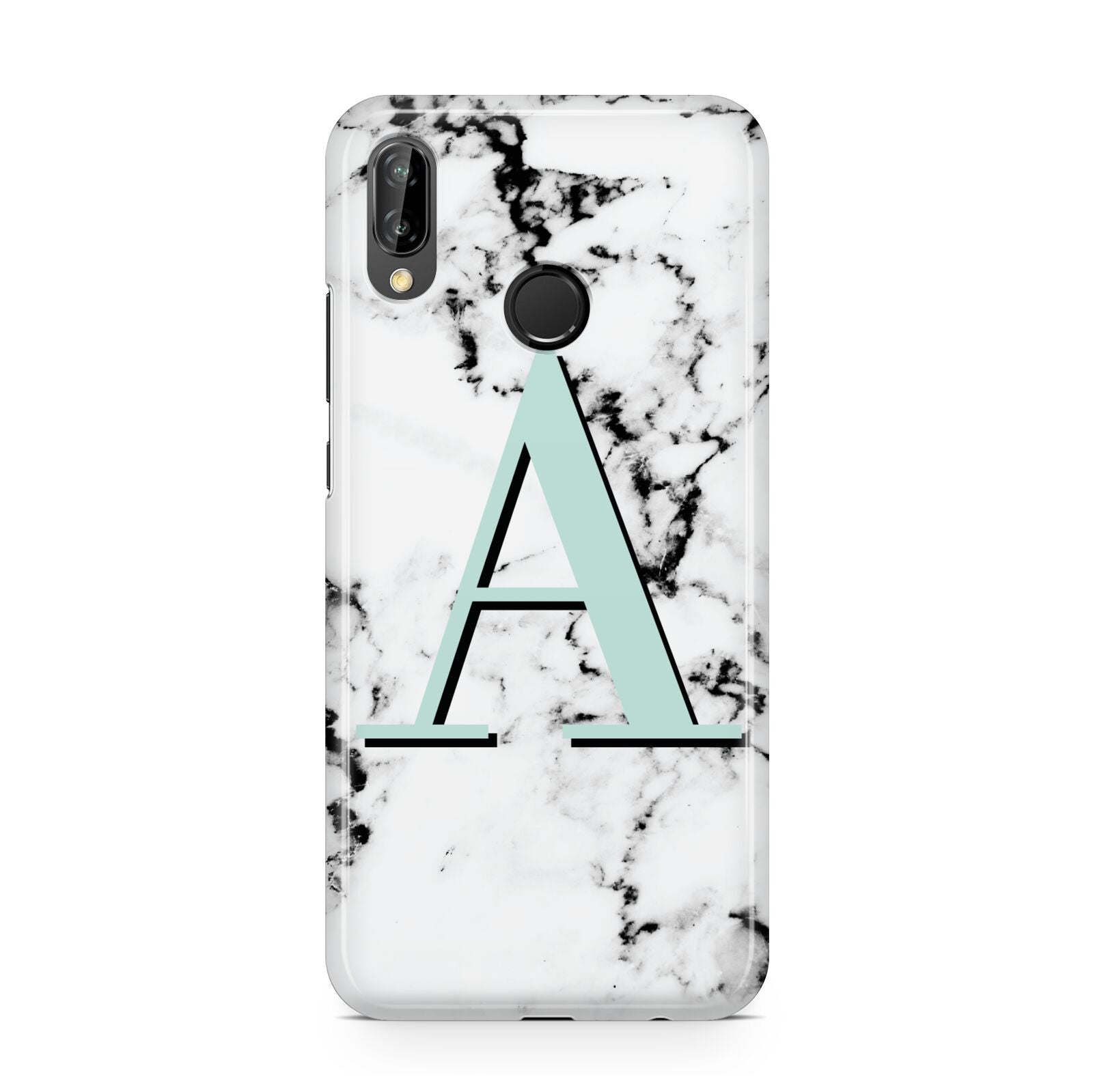Personalised Mint Single Initial Marble Huawei P20 Lite Phone Case