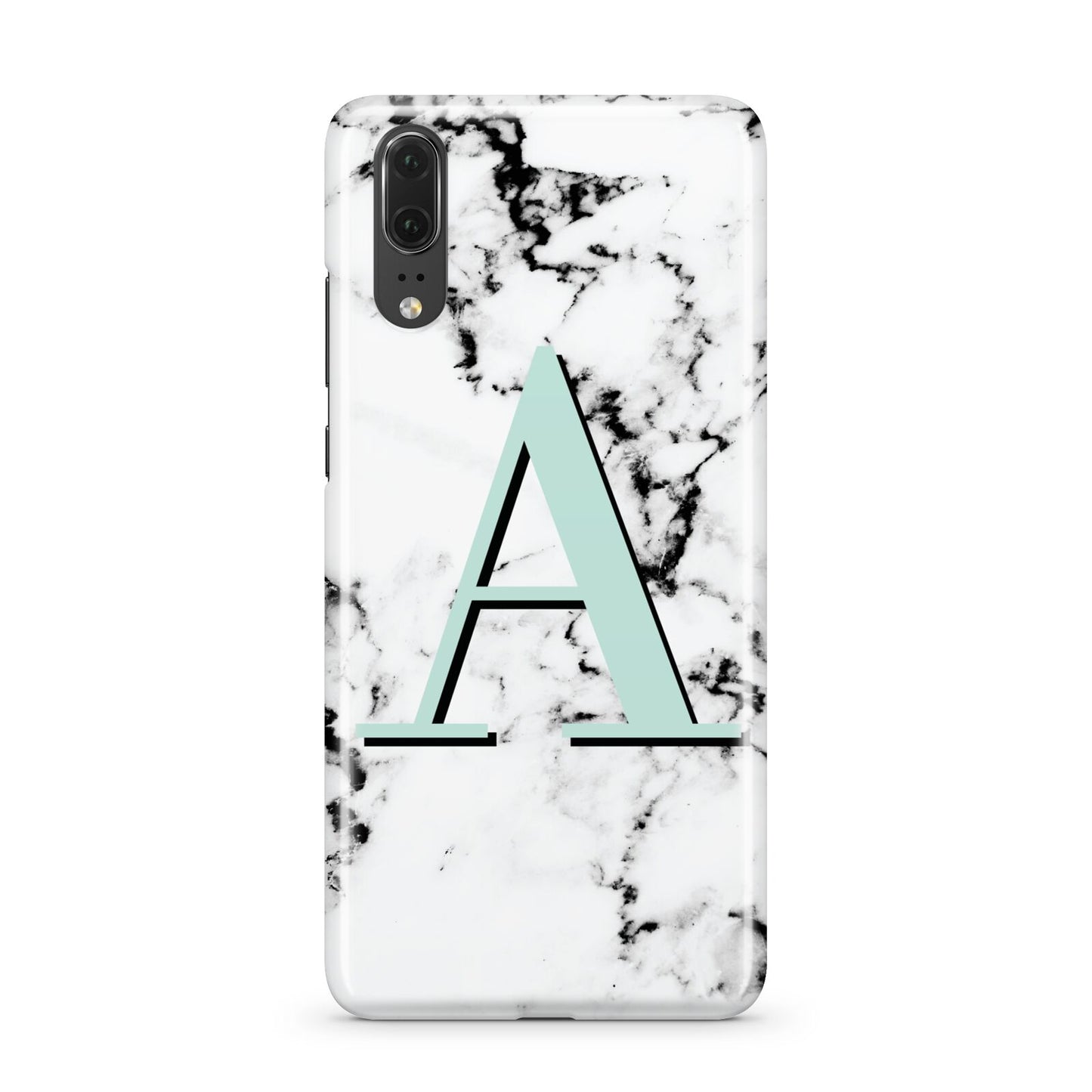 Personalised Mint Single Initial Marble Huawei P20 Phone Case