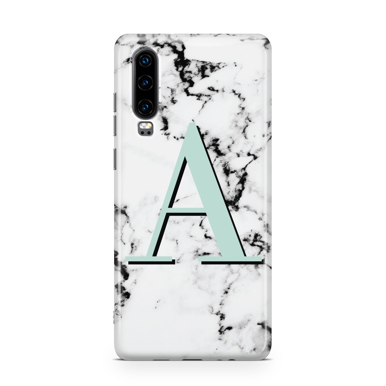 Personalised Mint Single Initial Marble Huawei P30 Phone Case