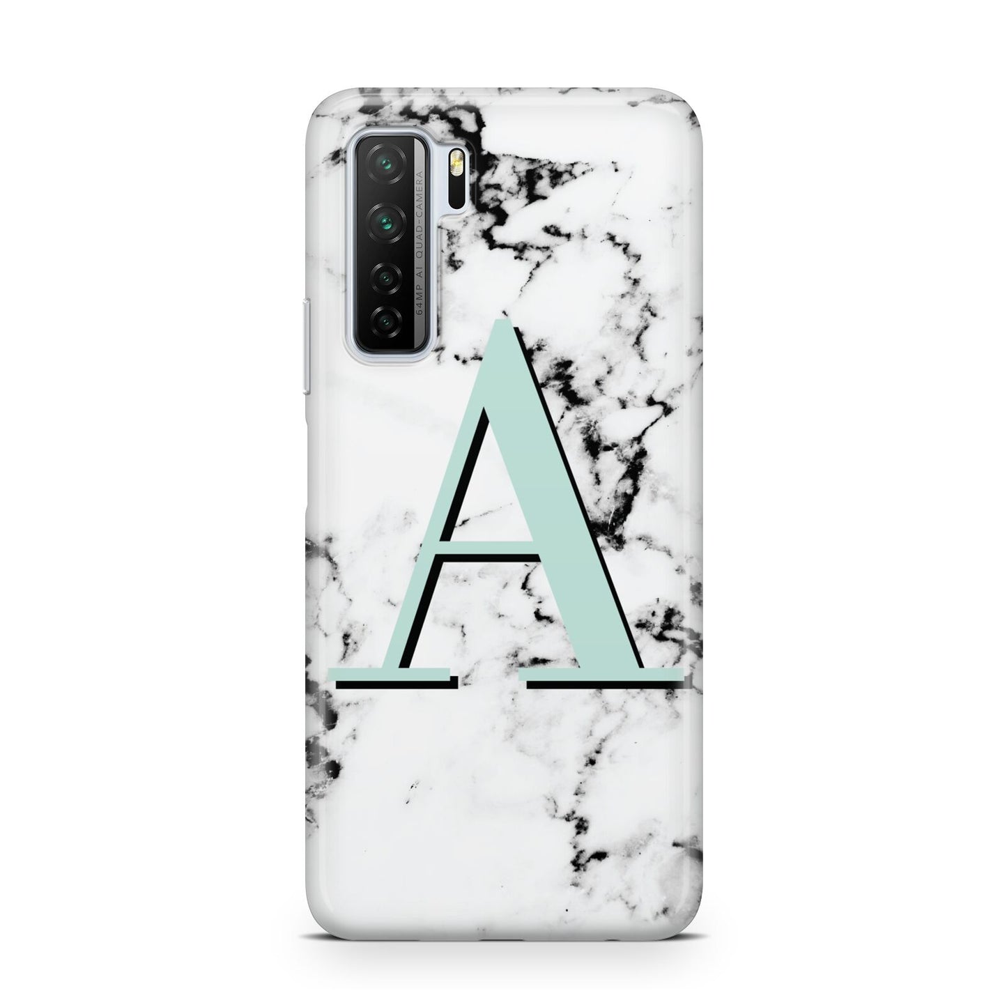 Personalised Mint Single Initial Marble Huawei P40 Lite 5G Phone Case