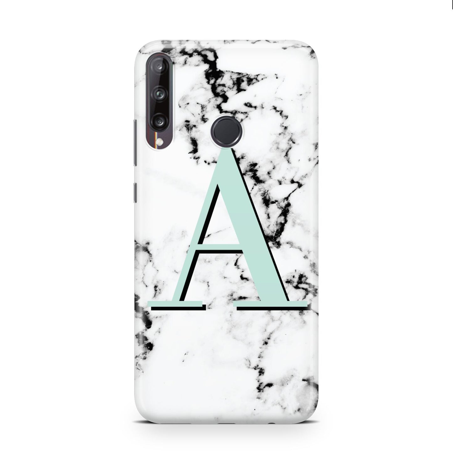 Personalised Mint Single Initial Marble Huawei P40 Lite E Phone Case