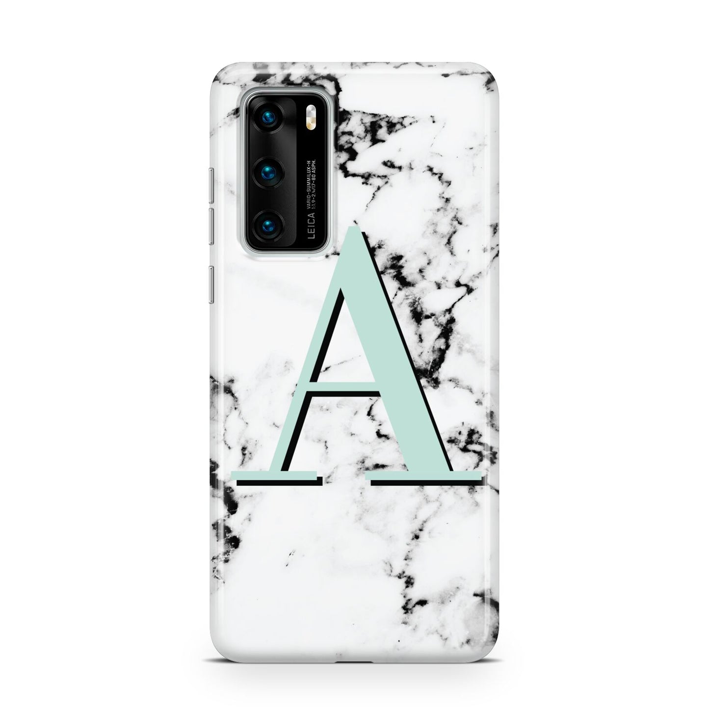 Personalised Mint Single Initial Marble Huawei P40 Phone Case