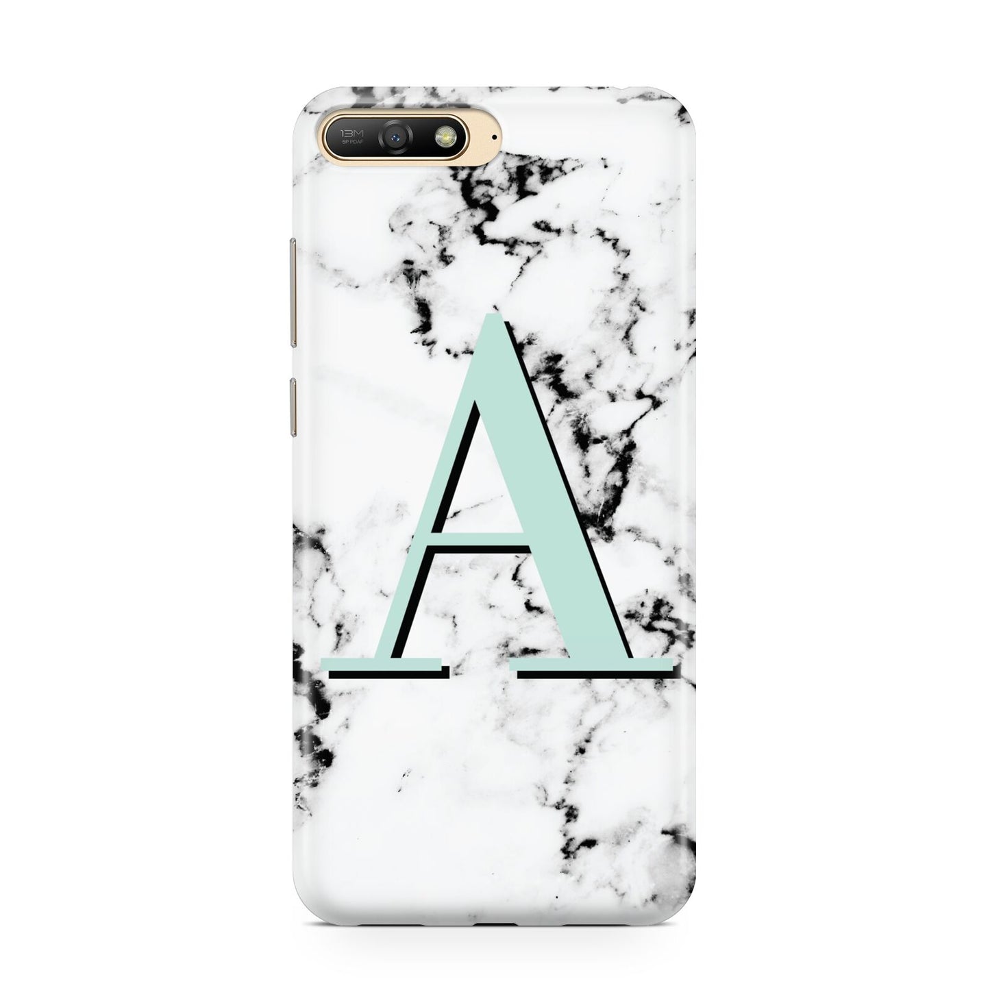 Personalised Mint Single Initial Marble Huawei Y6 2018