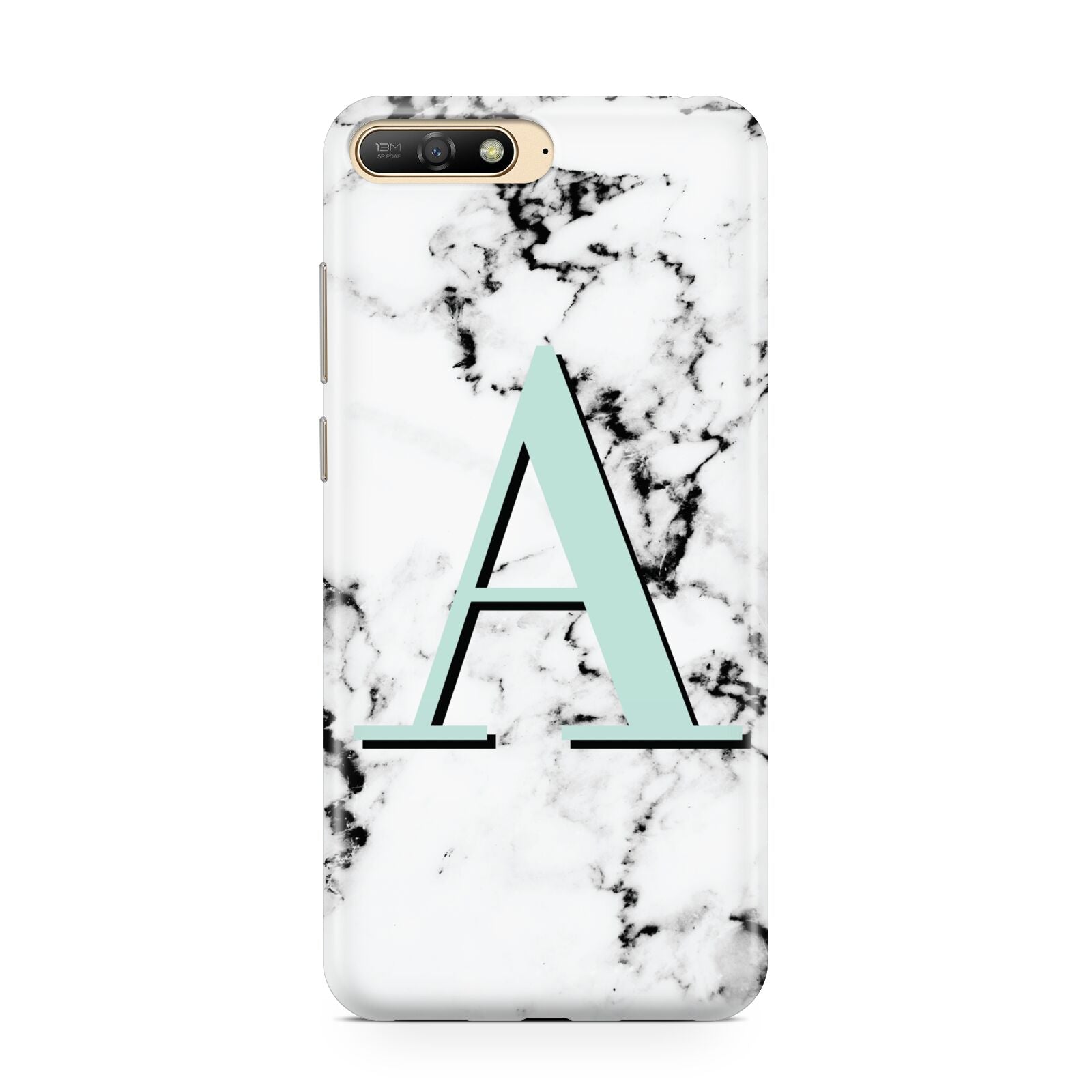 Personalised Mint Single Initial Marble Huawei Y6 2018