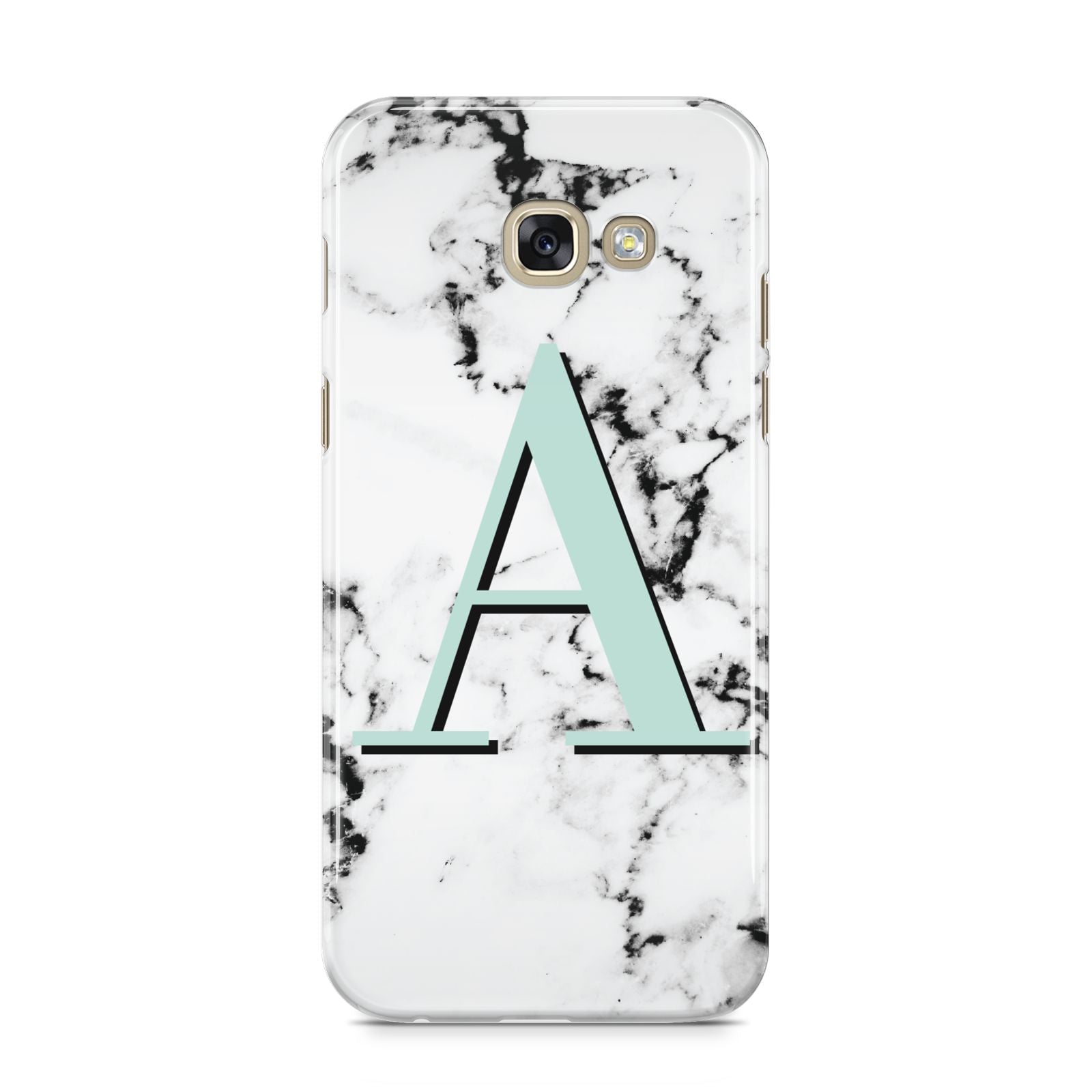 Personalised Mint Single Initial Marble Samsung Galaxy A5 2017 Case on gold phone