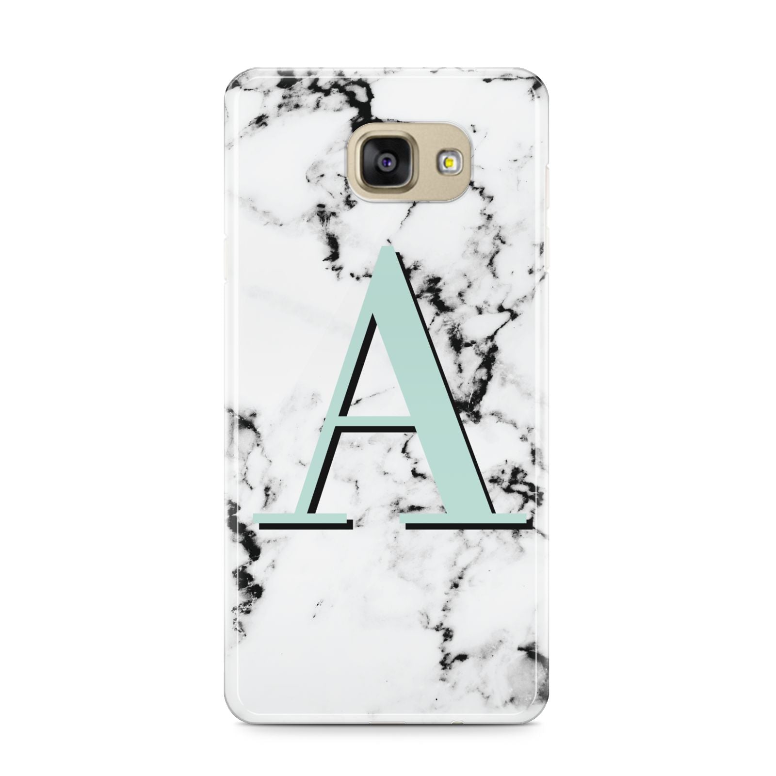 Personalised Mint Single Initial Marble Samsung Galaxy A9 2016 Case on gold phone