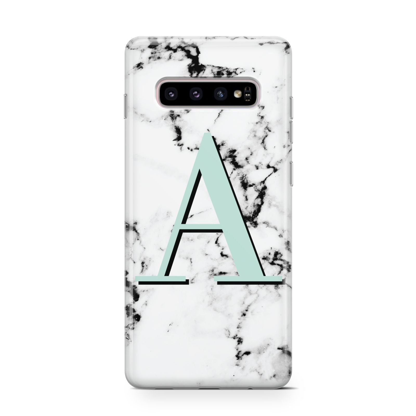 Personalised Mint Single Initial Marble Samsung Galaxy S10 Case