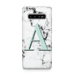 Personalised Mint Single Initial Marble Samsung Galaxy S10 Plus Case