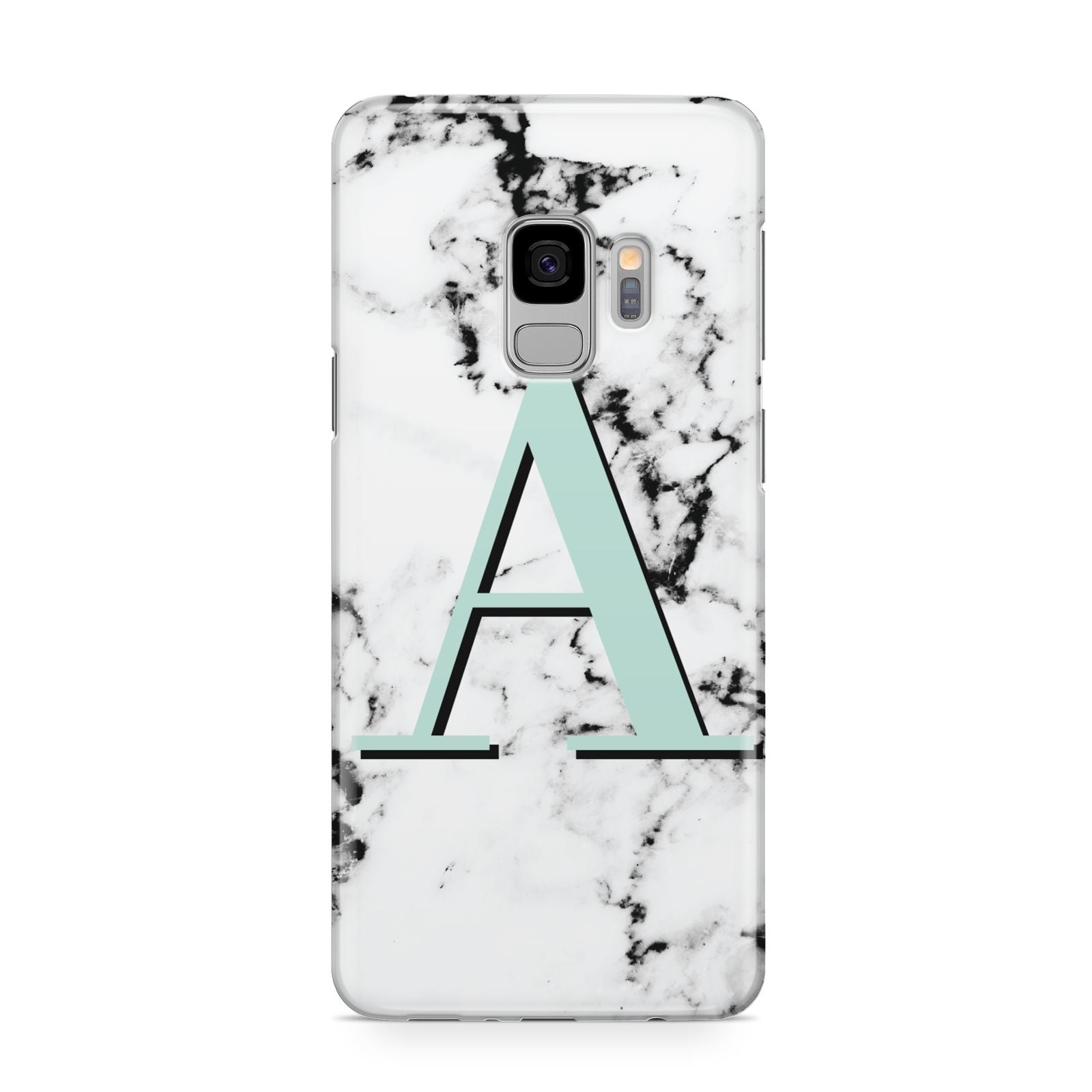 Personalised Mint Single Initial Marble Samsung Galaxy S9 Case