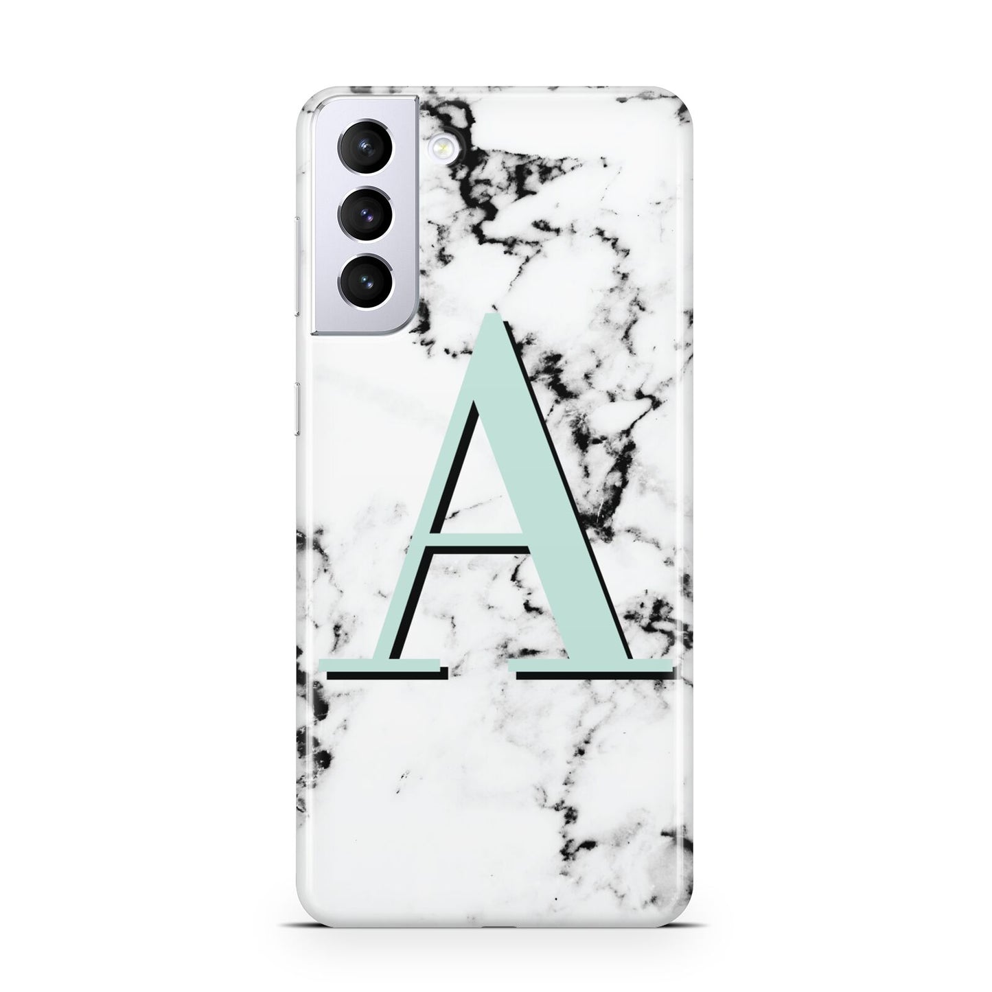 Personalised Mint Single Initial Marble Samsung S21 Plus Phone Case