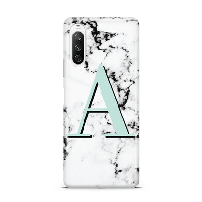Personalised Mint Single Initial Marble Sony Xperia 10 III Case