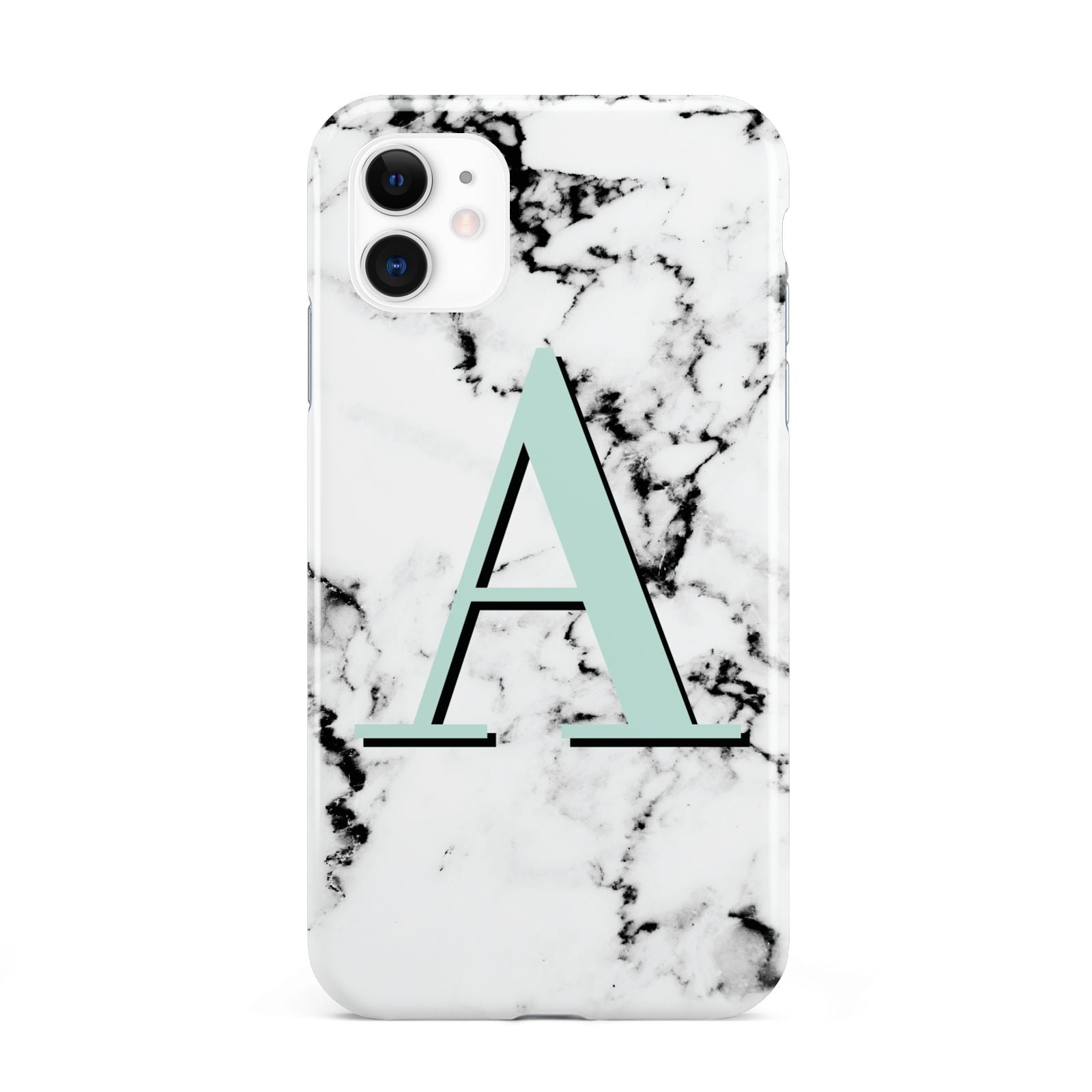 Personalised Mint Single Initial Marble iPhone 11 3D Tough Case