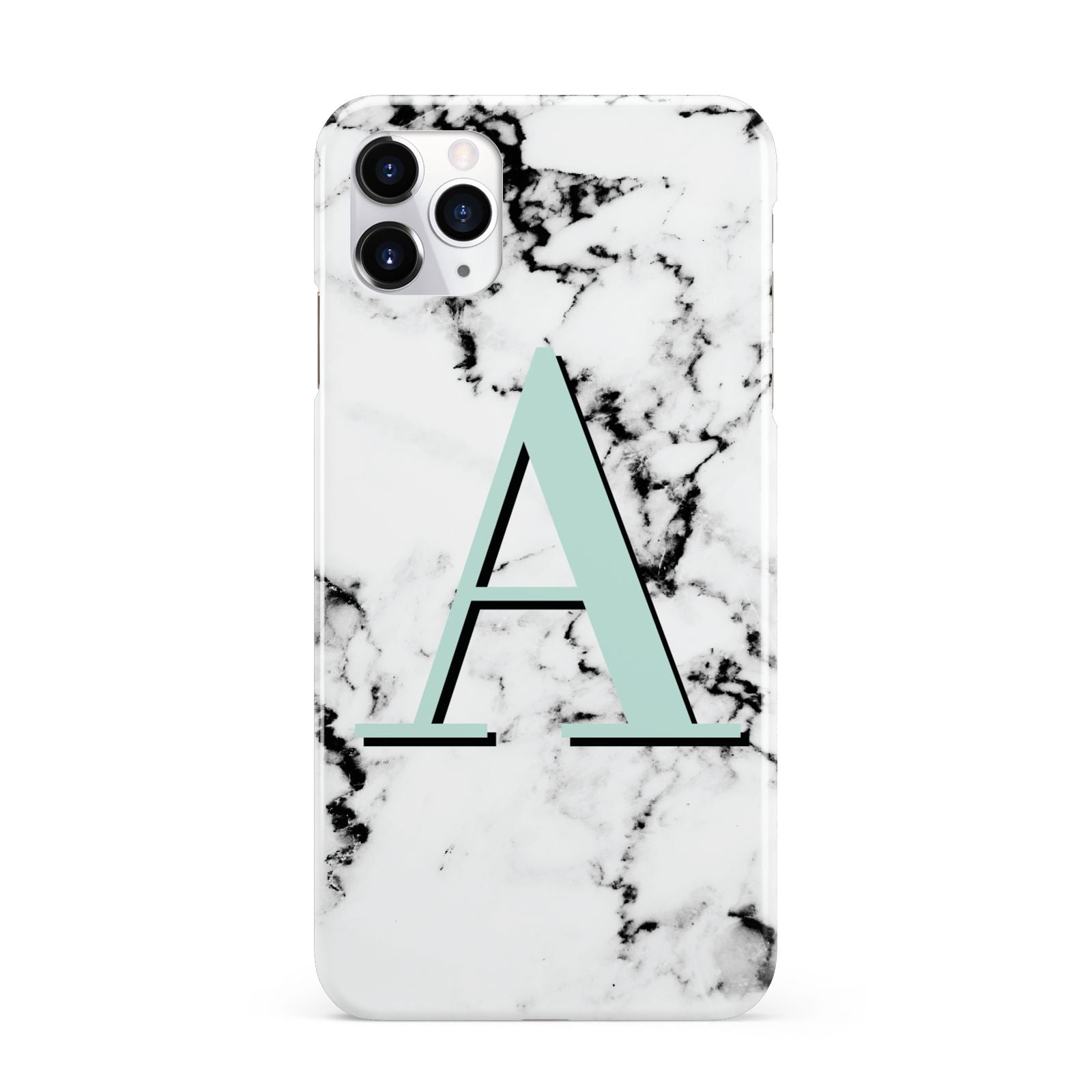 Personalised Mint Single Initial Marble iPhone 11 Pro Max 3D Snap Case