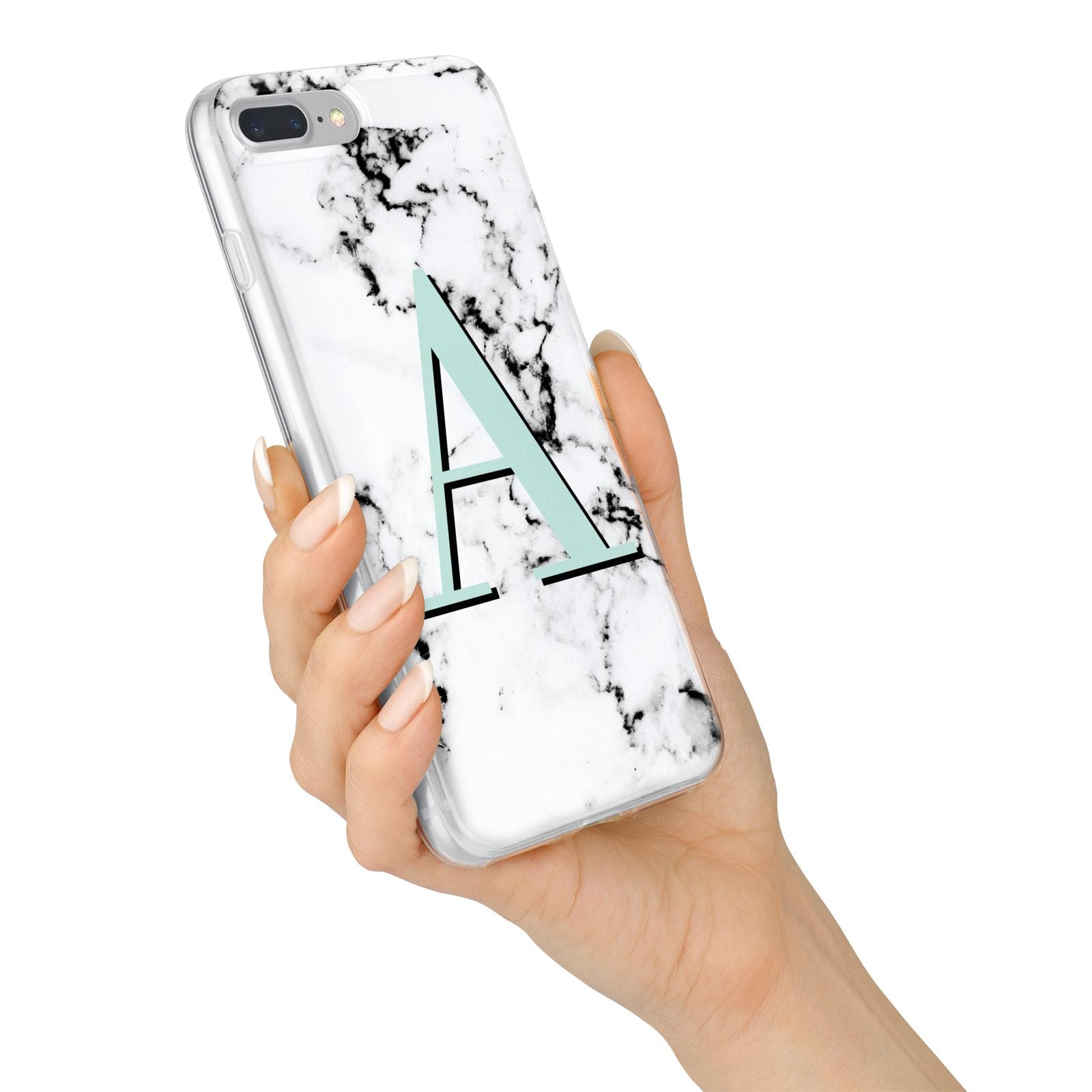 Personalised Mint Single Initial Marble iPhone 7 Plus Bumper Case on Silver iPhone Alternative Image