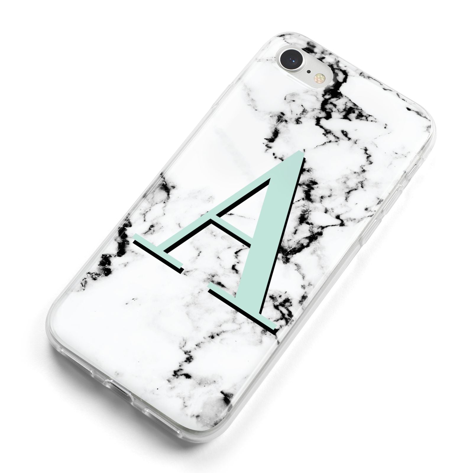 Personalised Mint Single Initial Marble iPhone 8 Bumper Case on Silver iPhone Alternative Image