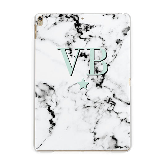 Personalised Mint Star With Monogram Marble Apple iPad Gold Case
