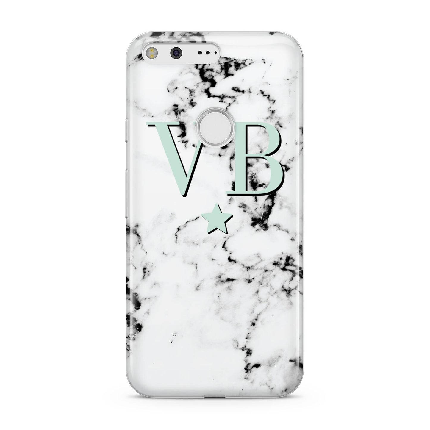 Personalised Mint Star With Monogram Marble Google Pixel Case