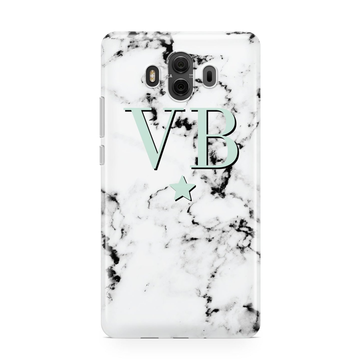 Personalised Mint Star With Monogram Marble Huawei Mate 10 Protective Phone Case
