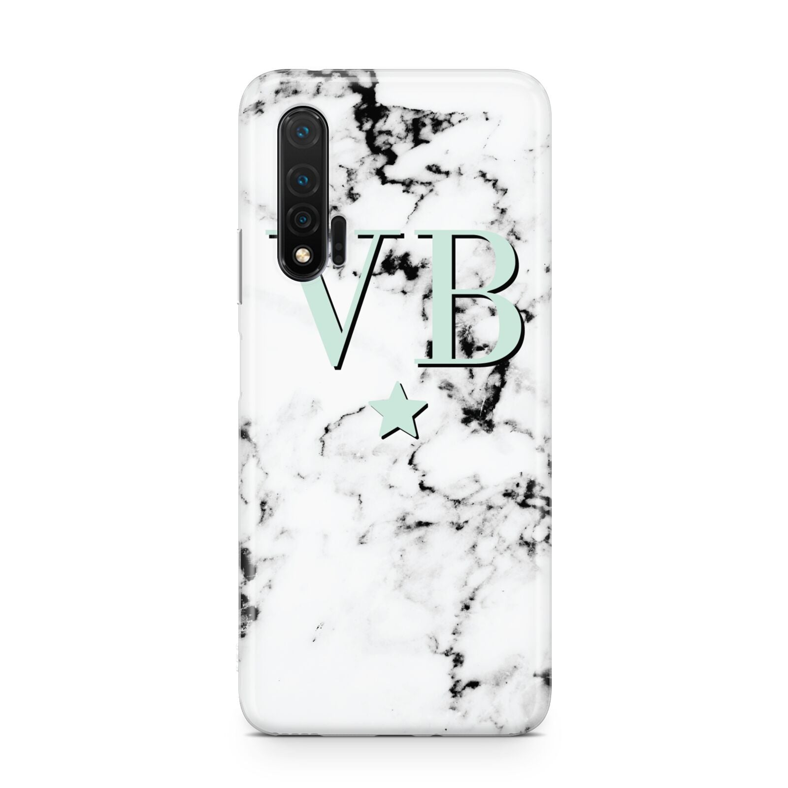 Personalised Mint Star With Monogram Marble Huawei Nova 6 Phone Case
