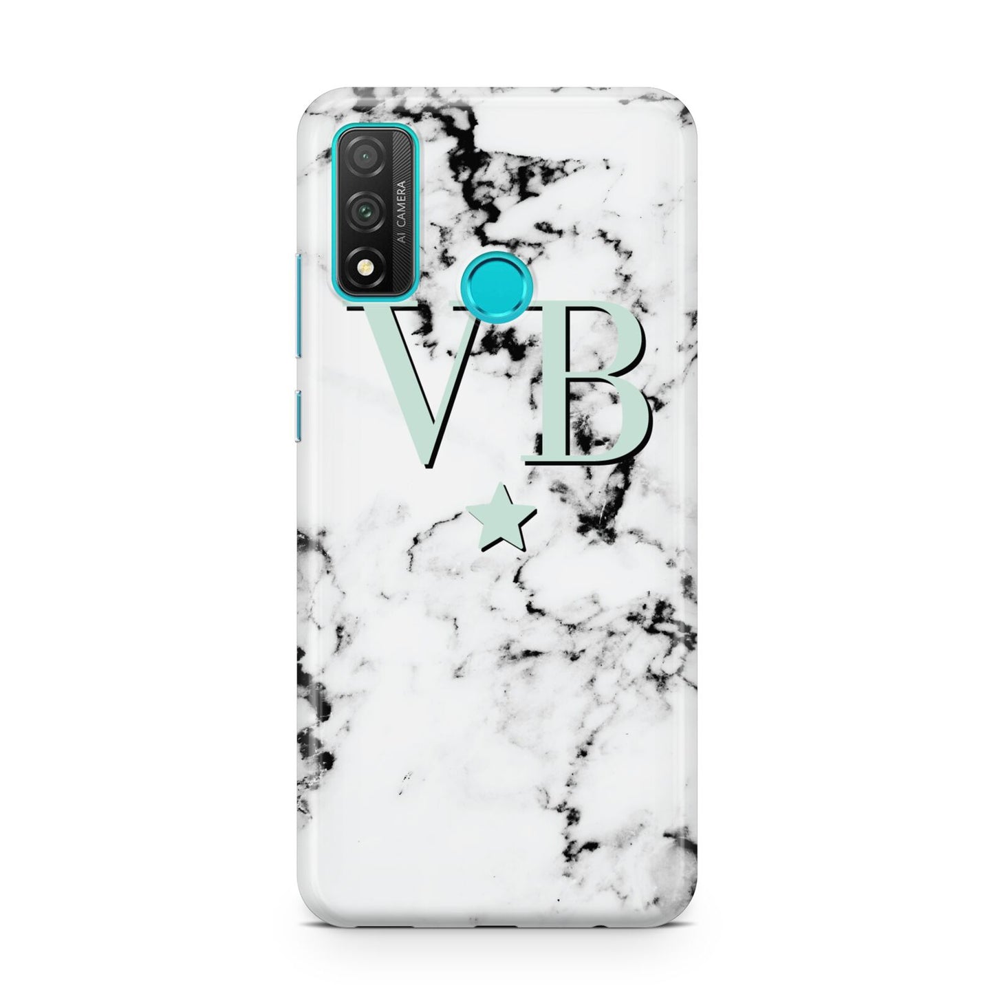 Personalised Mint Star With Monogram Marble Huawei P Smart 2020