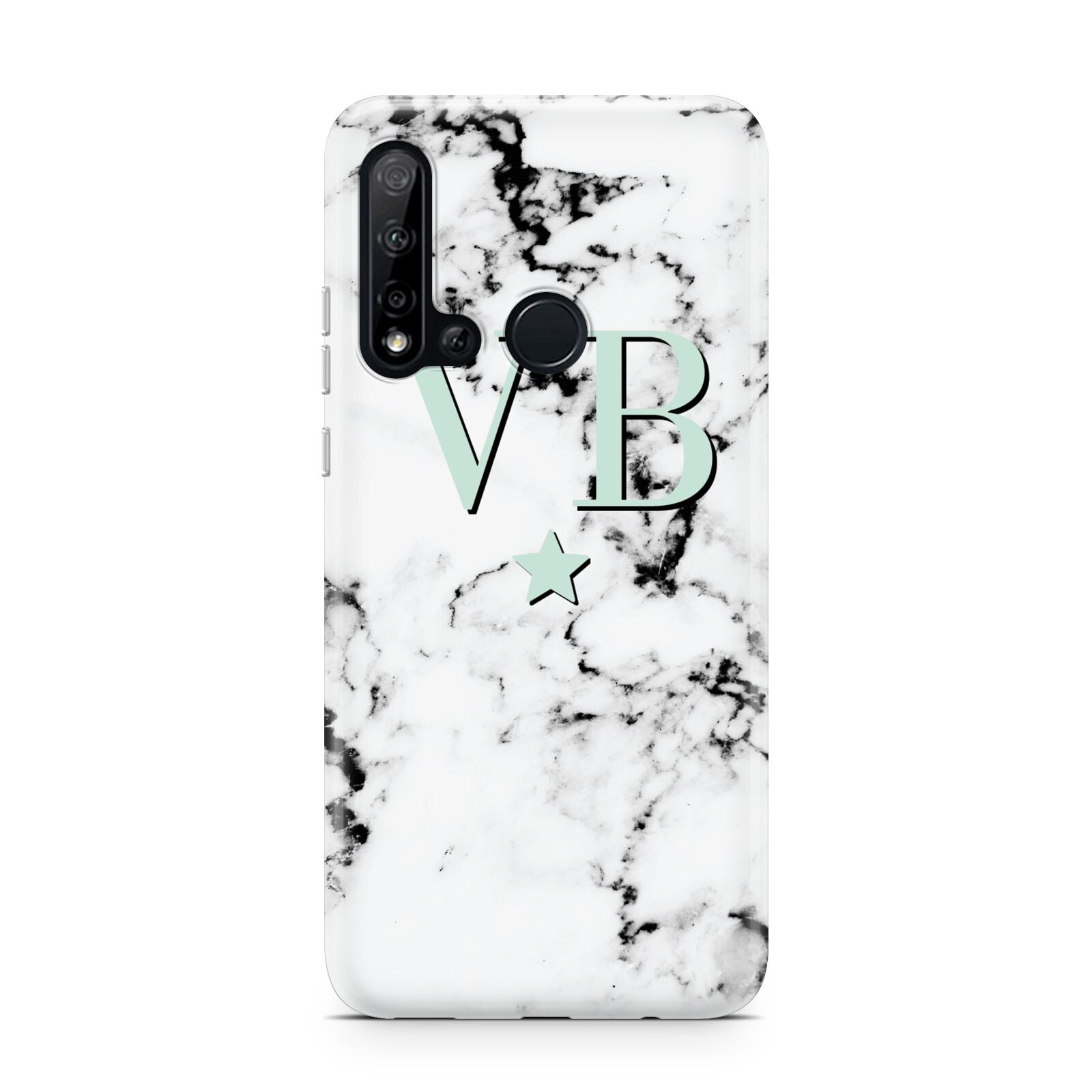 Personalised Mint Star With Monogram Marble Huawei P20 Lite 5G Phone Case