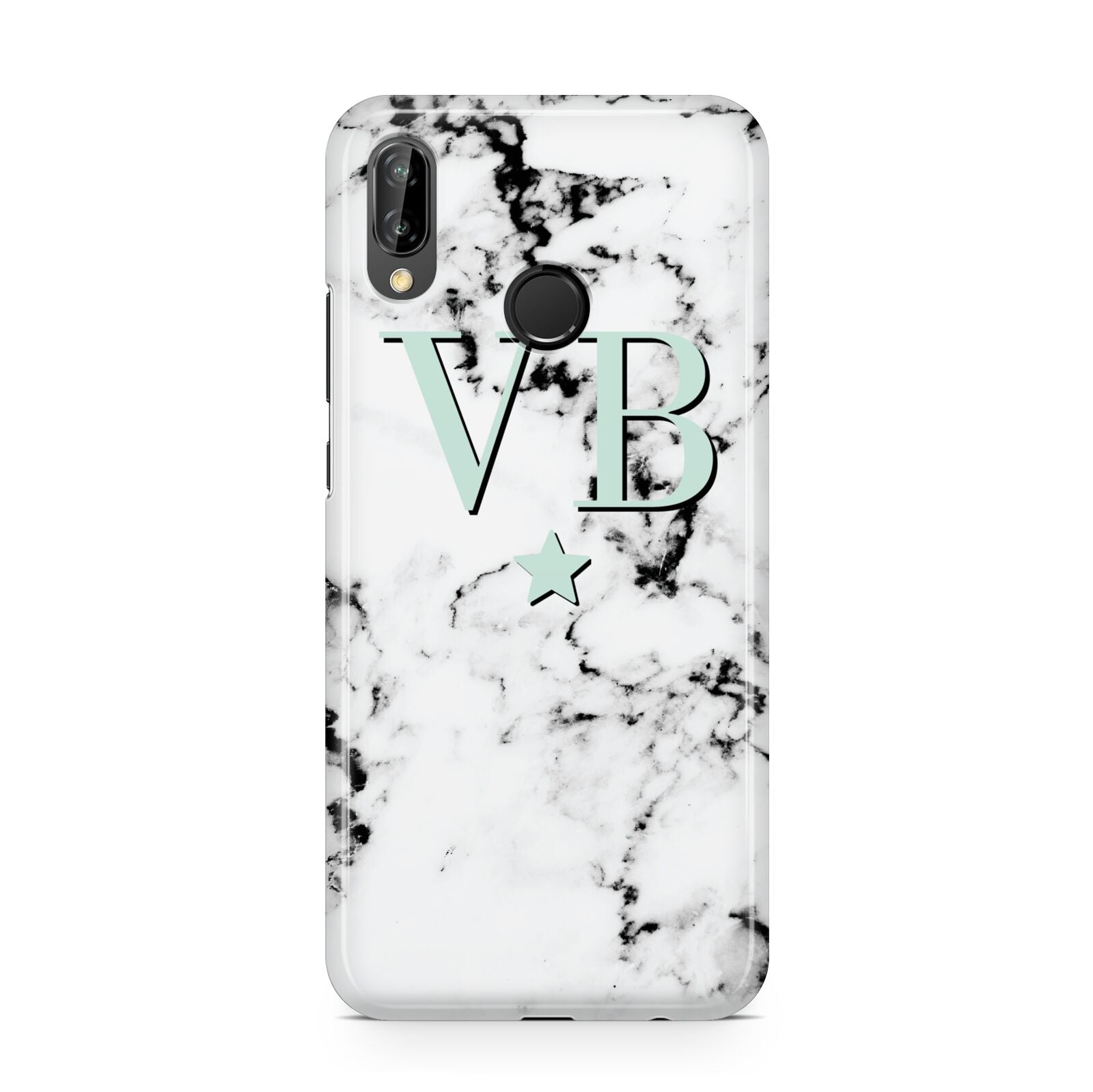 Personalised Mint Star With Monogram Marble Huawei P20 Lite Phone Case