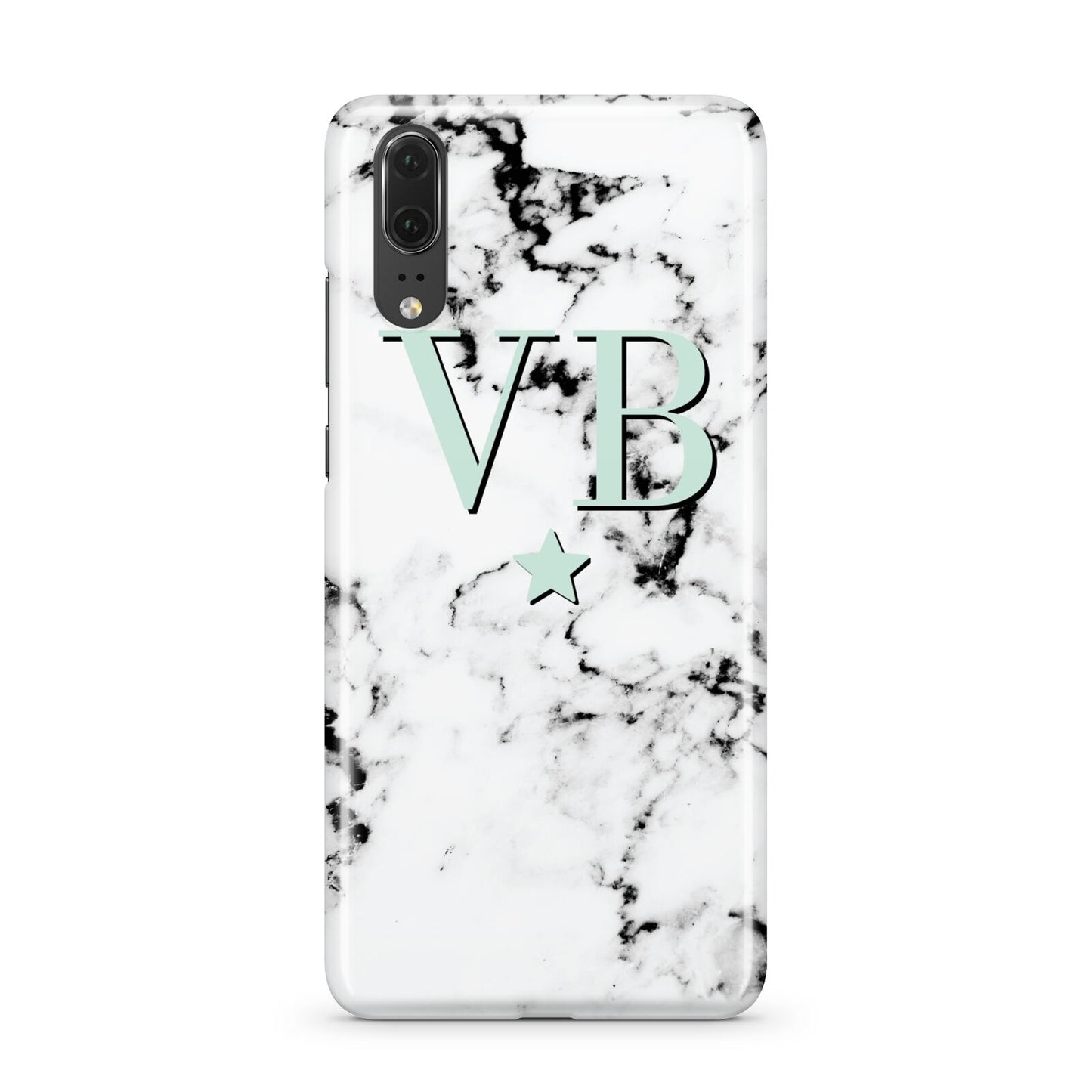 Personalised Mint Star With Monogram Marble Huawei P20 Phone Case