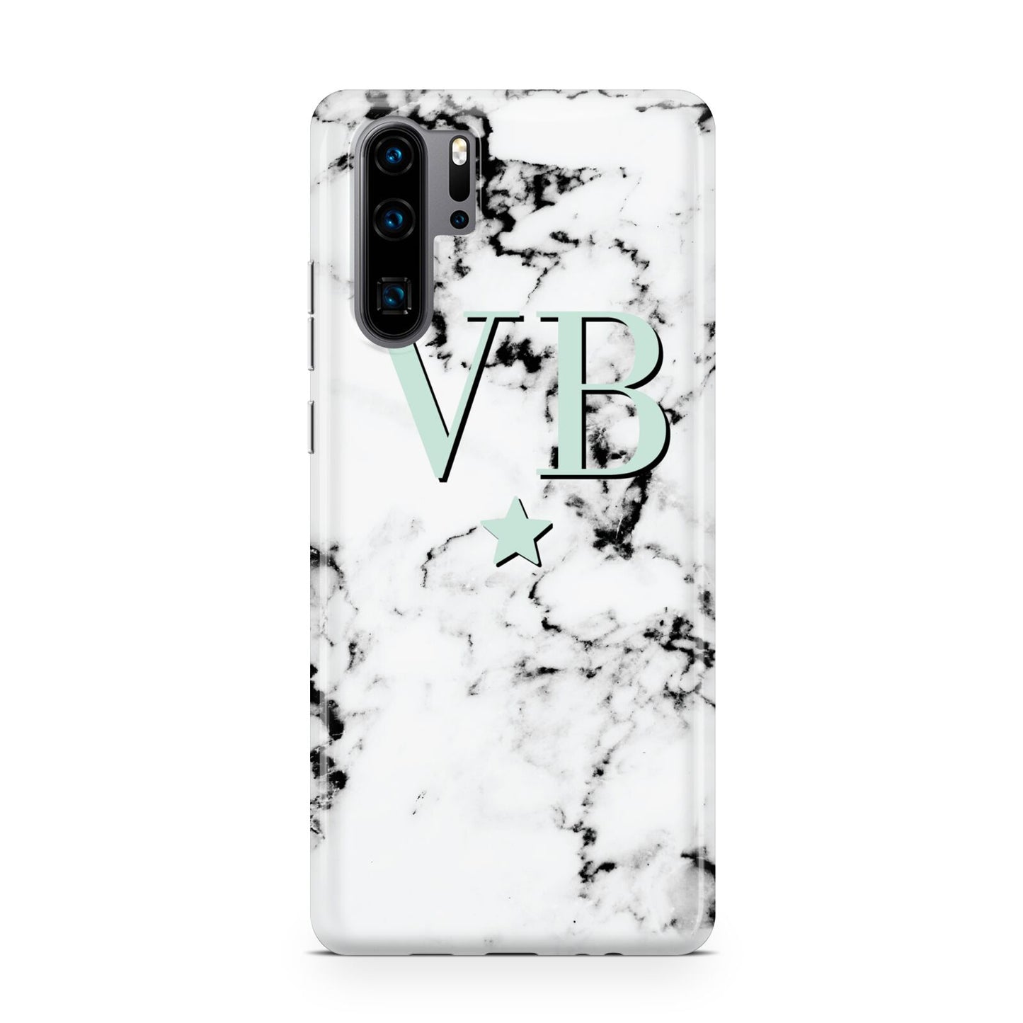 Personalised Mint Star With Monogram Marble Huawei P30 Pro Phone Case