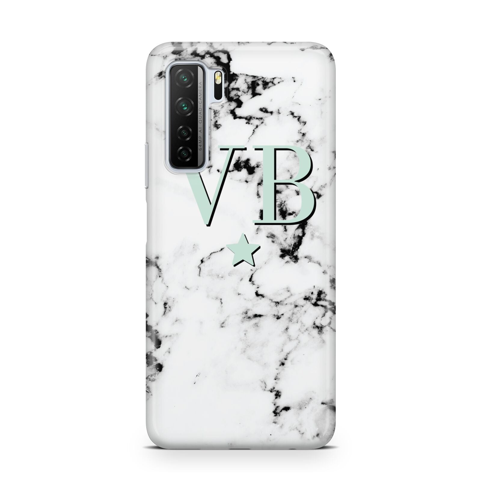 Personalised Mint Star With Monogram Marble Huawei P40 Lite 5G Phone Case