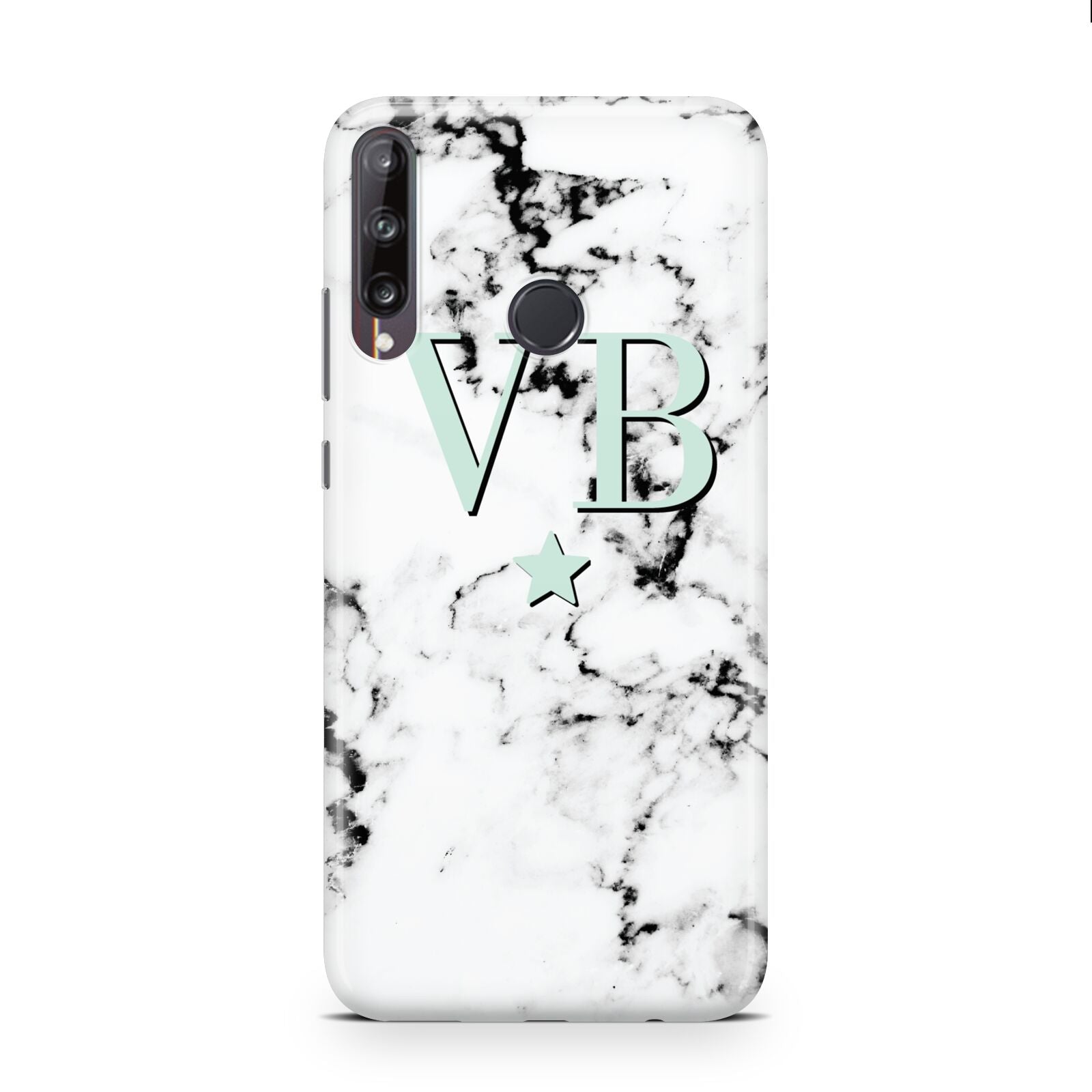 Personalised Mint Star With Monogram Marble Huawei P40 Lite E Phone Case