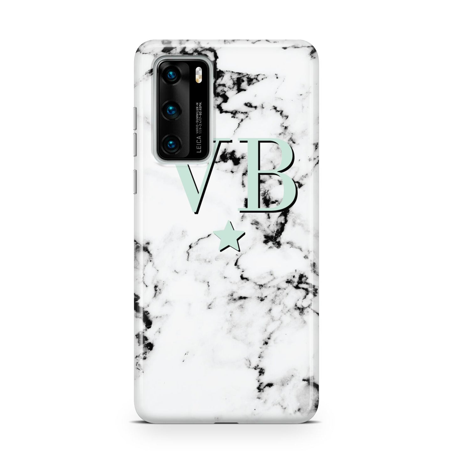 Personalised Mint Star With Monogram Marble Huawei P40 Phone Case