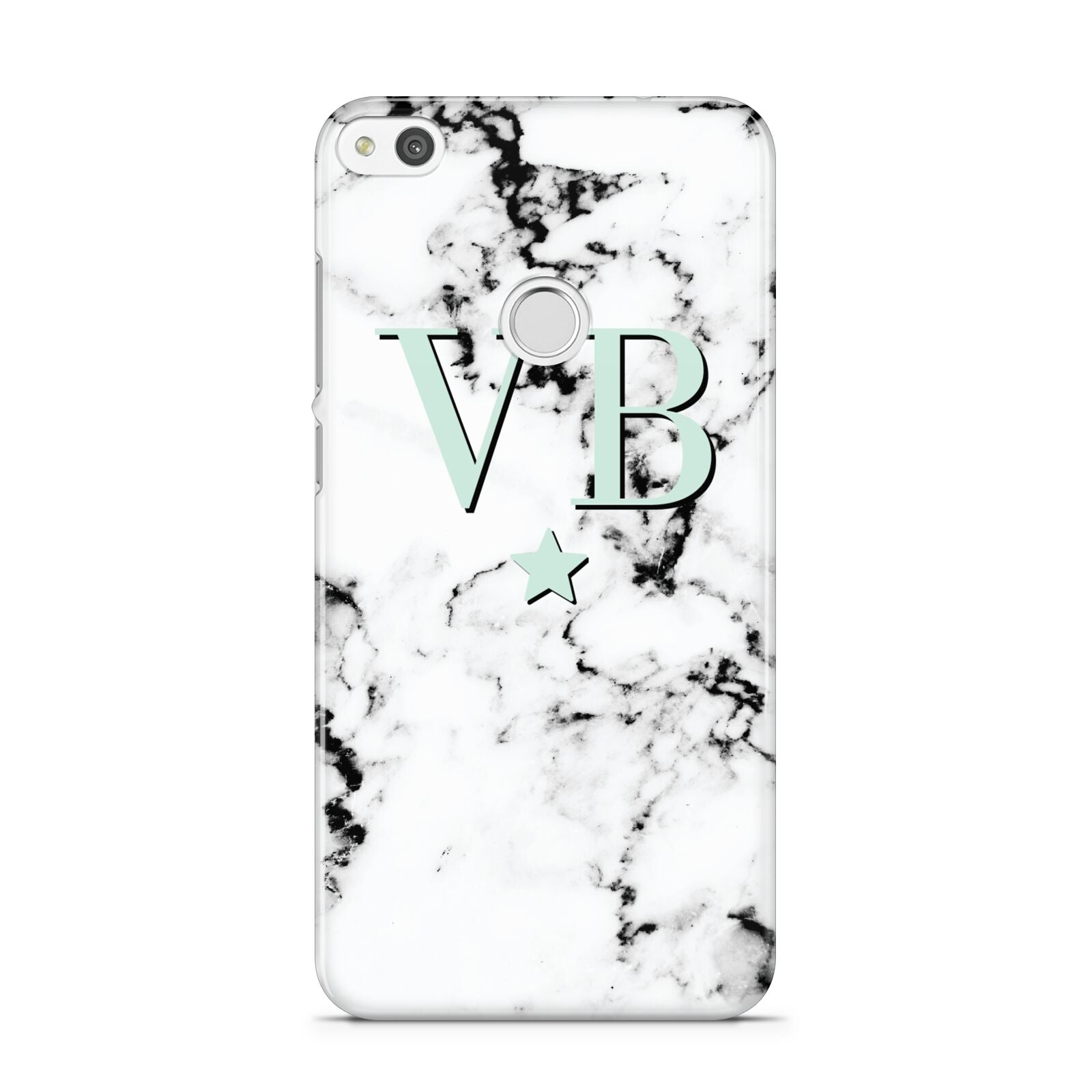 Personalised Mint Star With Monogram Marble Huawei P8 Lite Case
