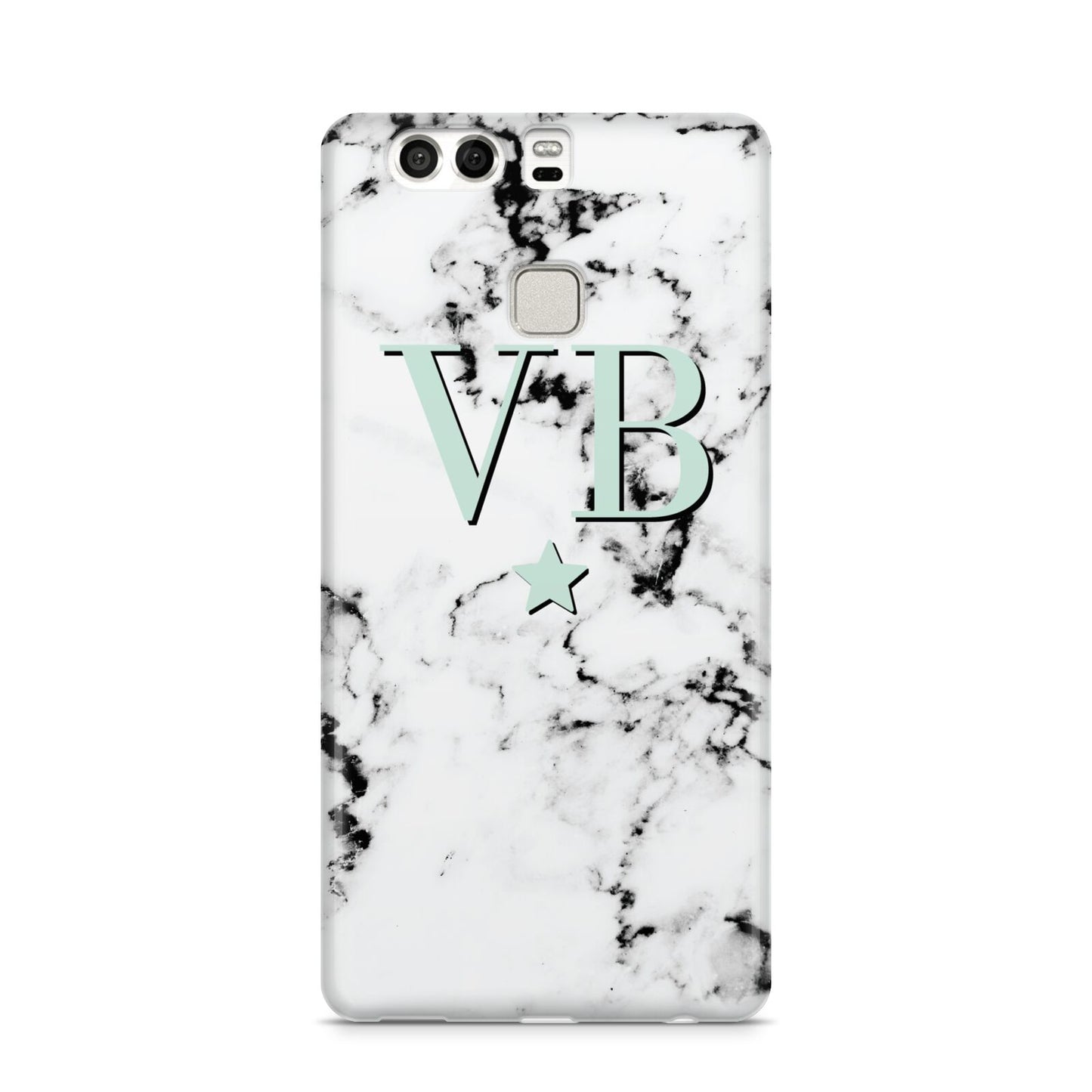 Personalised Mint Star With Monogram Marble Huawei P9 Case