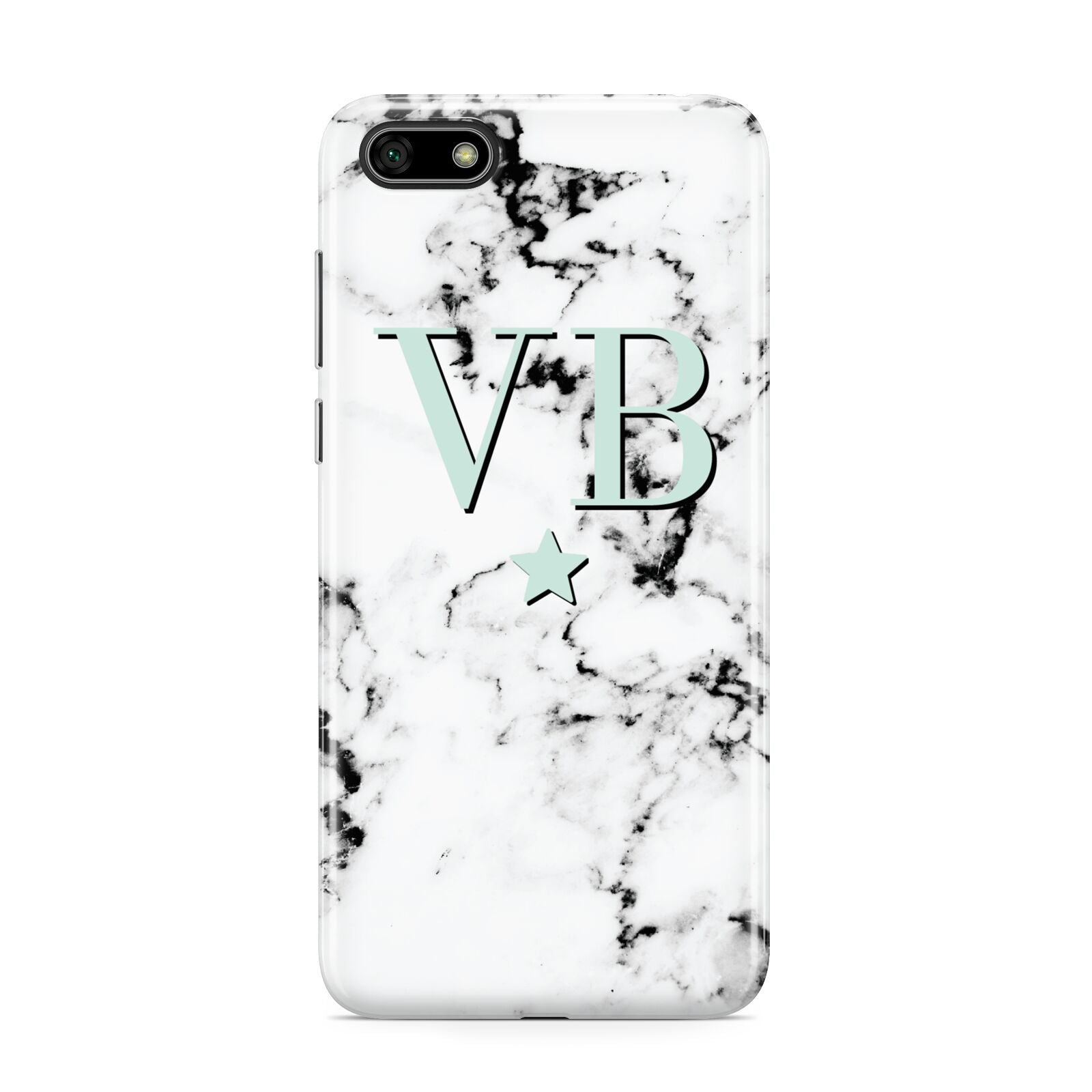 Personalised Mint Star With Monogram Marble Huawei Y5 Prime 2018 Phone Case