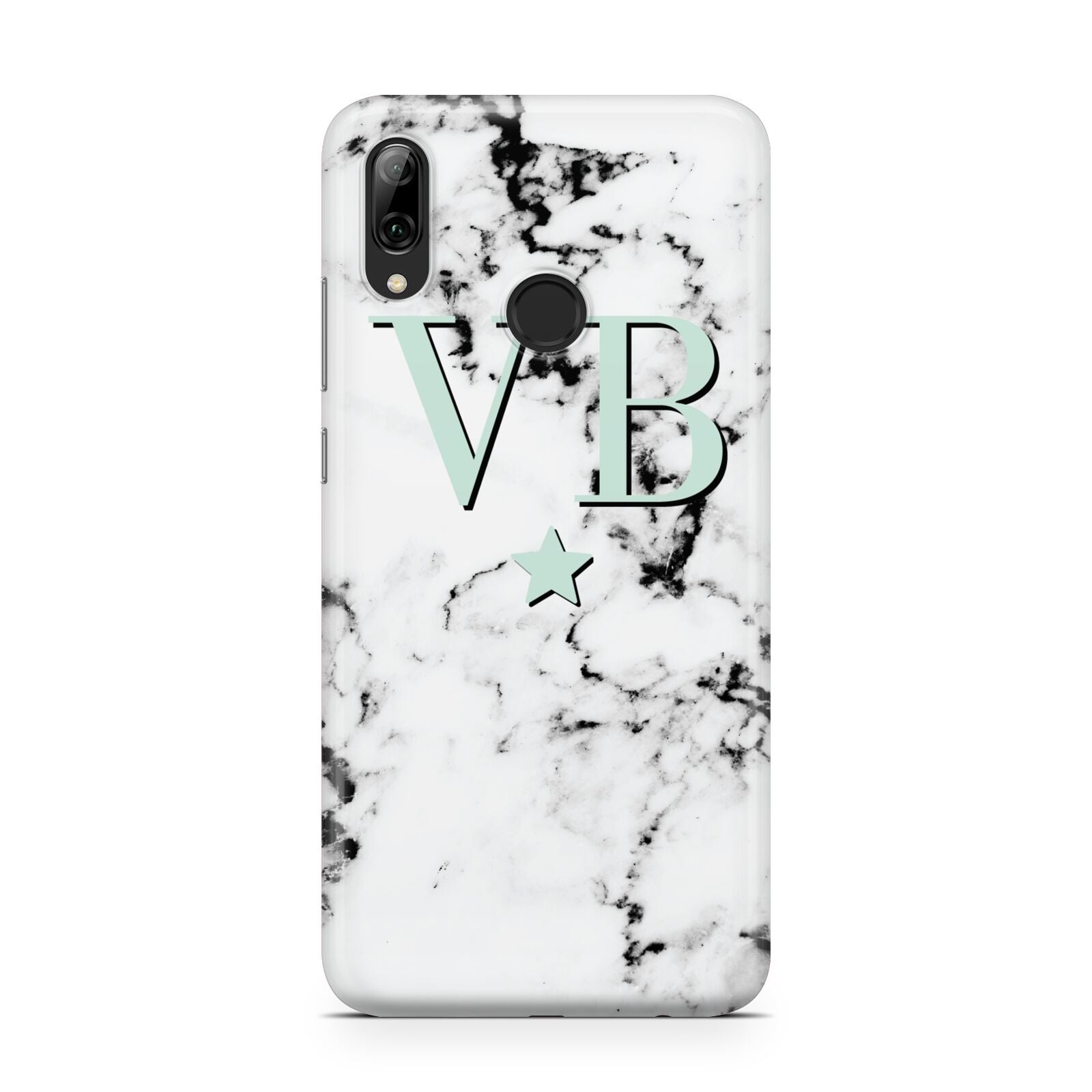 Personalised Mint Star With Monogram Marble Huawei Y7 2019