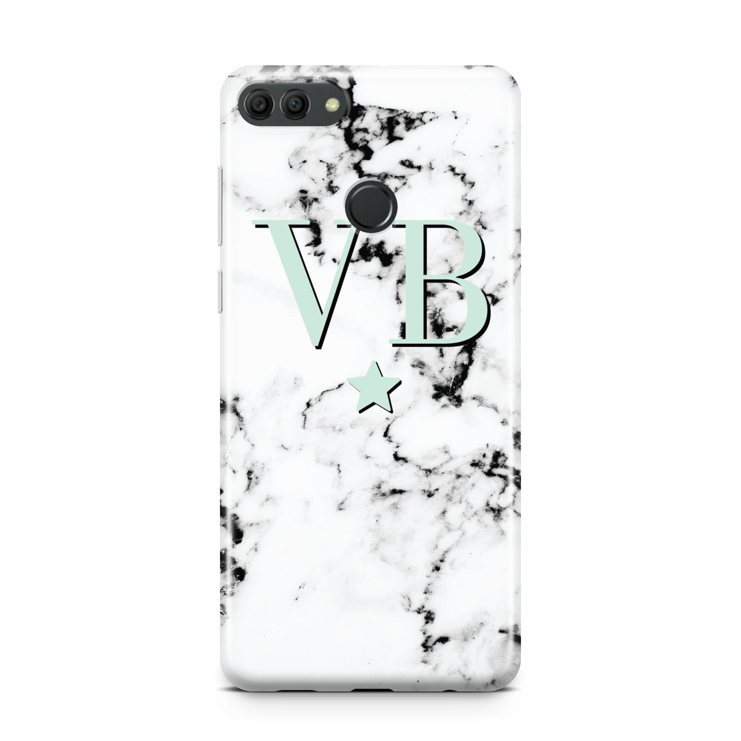 Personalised Mint Star With Monogram Marble Huawei Y9 2018