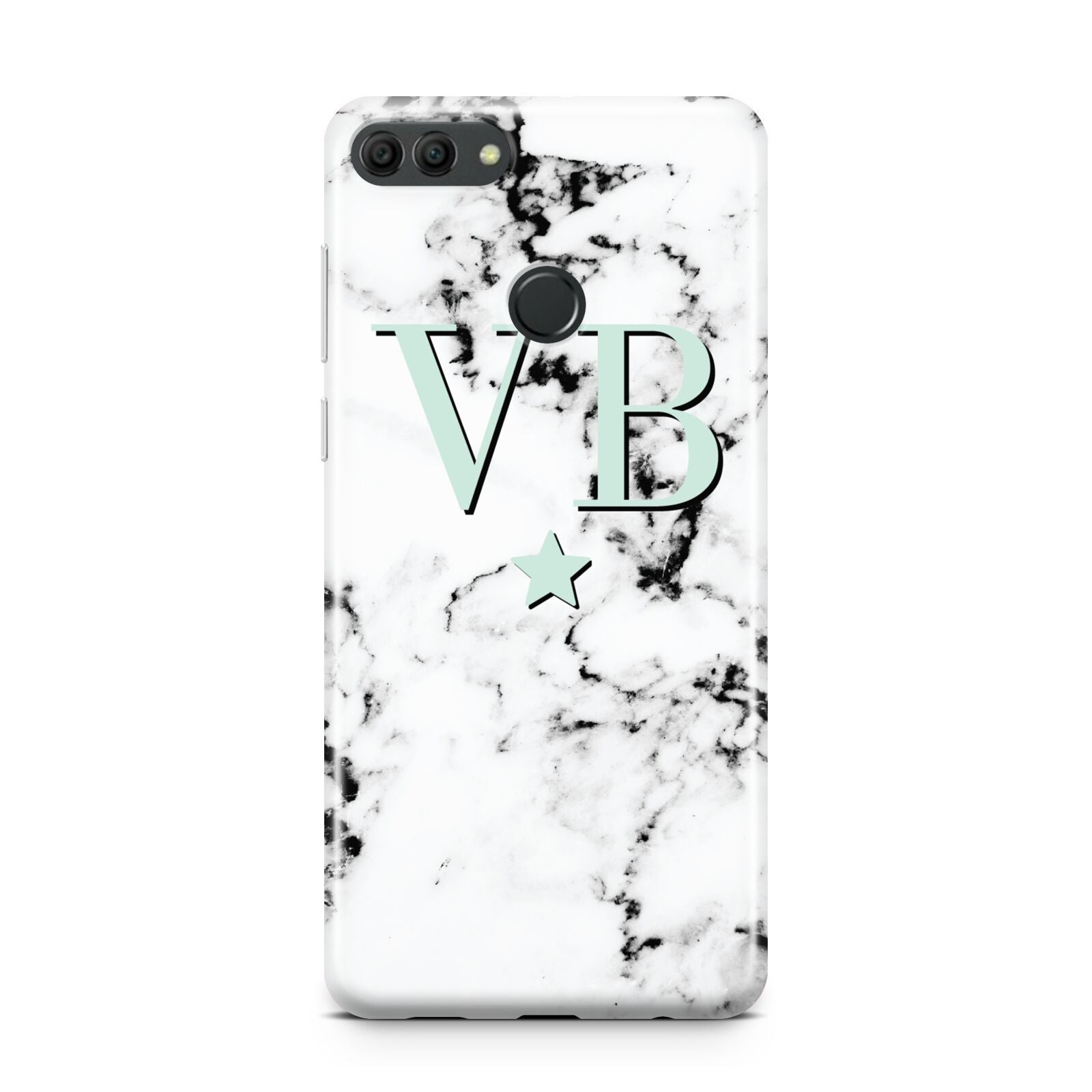 Personalised Mint Star With Monogram Marble Huawei Y9 2018