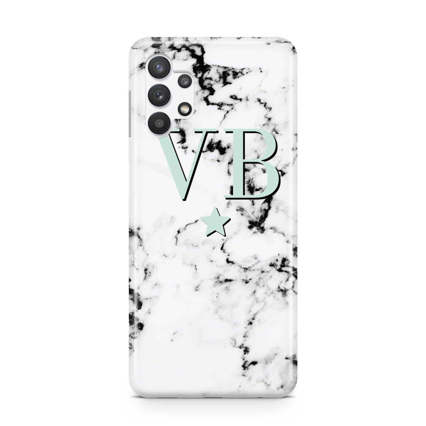 Personalised Mint Star With Monogram Marble Samsung A32 5G Case