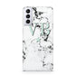 Personalised Mint Star With Monogram Marble Samsung S21 Plus Case