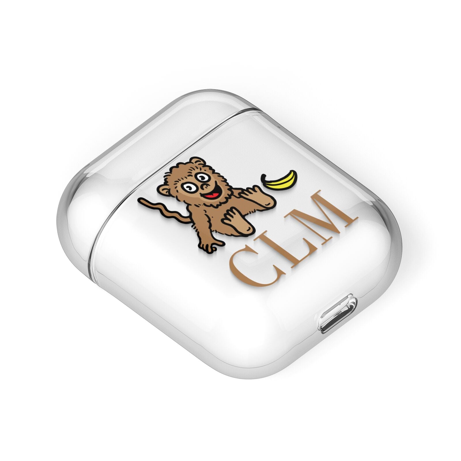 Personalised Monkey Initials AirPods Case Laid Flat